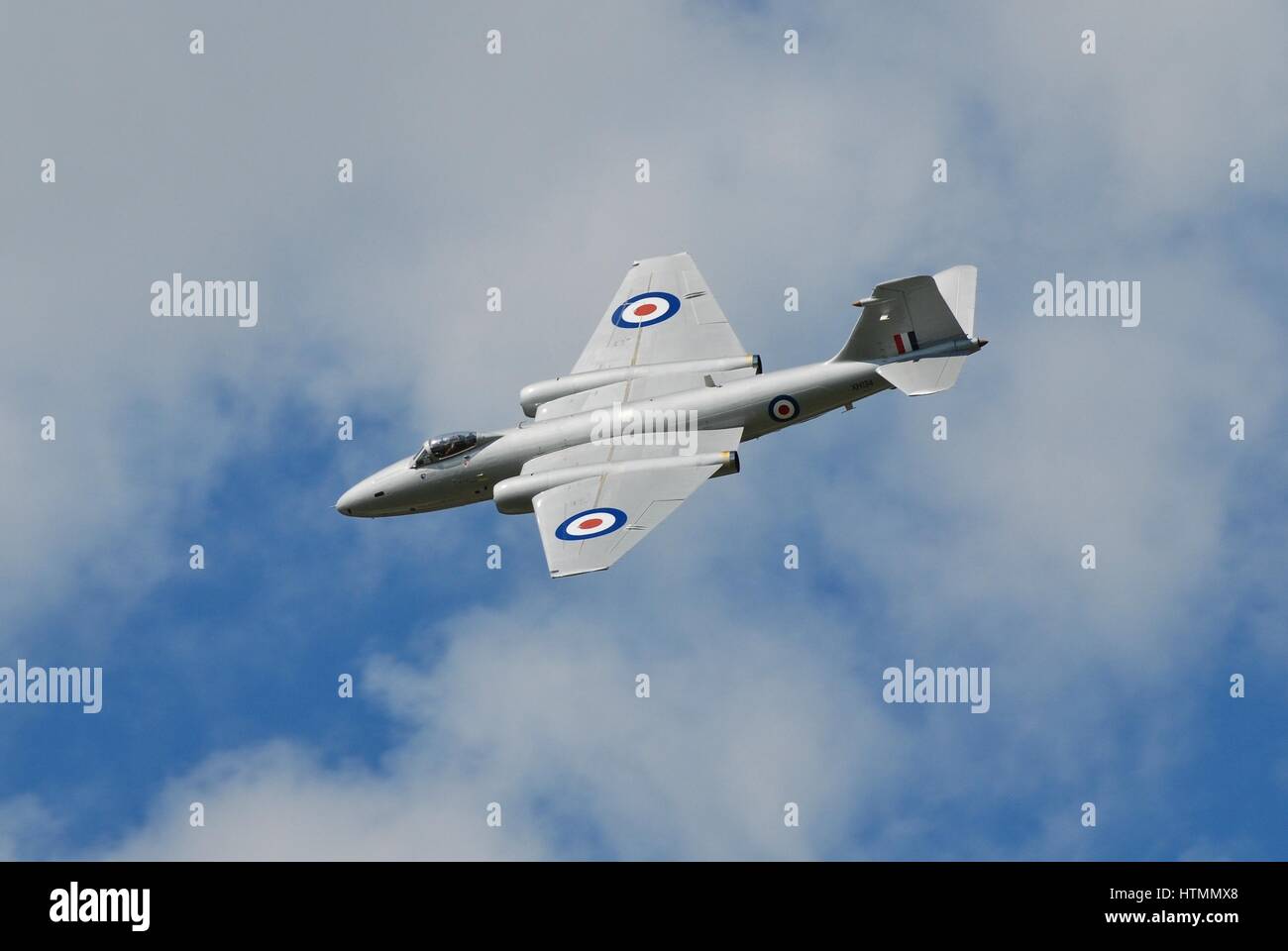 English Electric Canberra PR9 jet bomber XH134 displays at the Dunsfold airshow in Surrey, England. It was built in 1959 for the Royal Air Force. Stock Photo