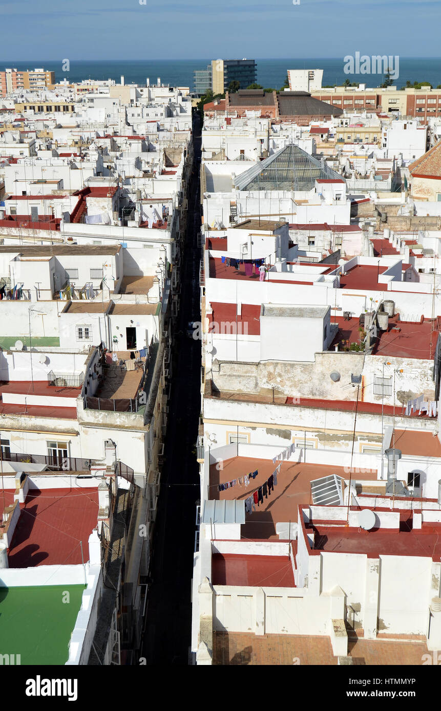 Blick vom Torre Tavira auf Cadiz Stock Photo