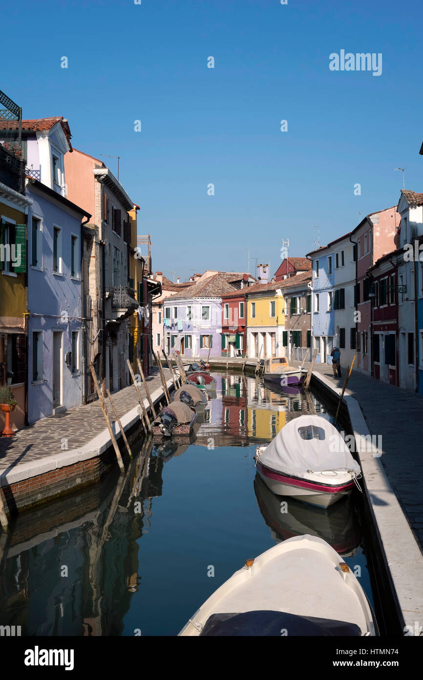 Canal in Burano, Venice Stock Photo