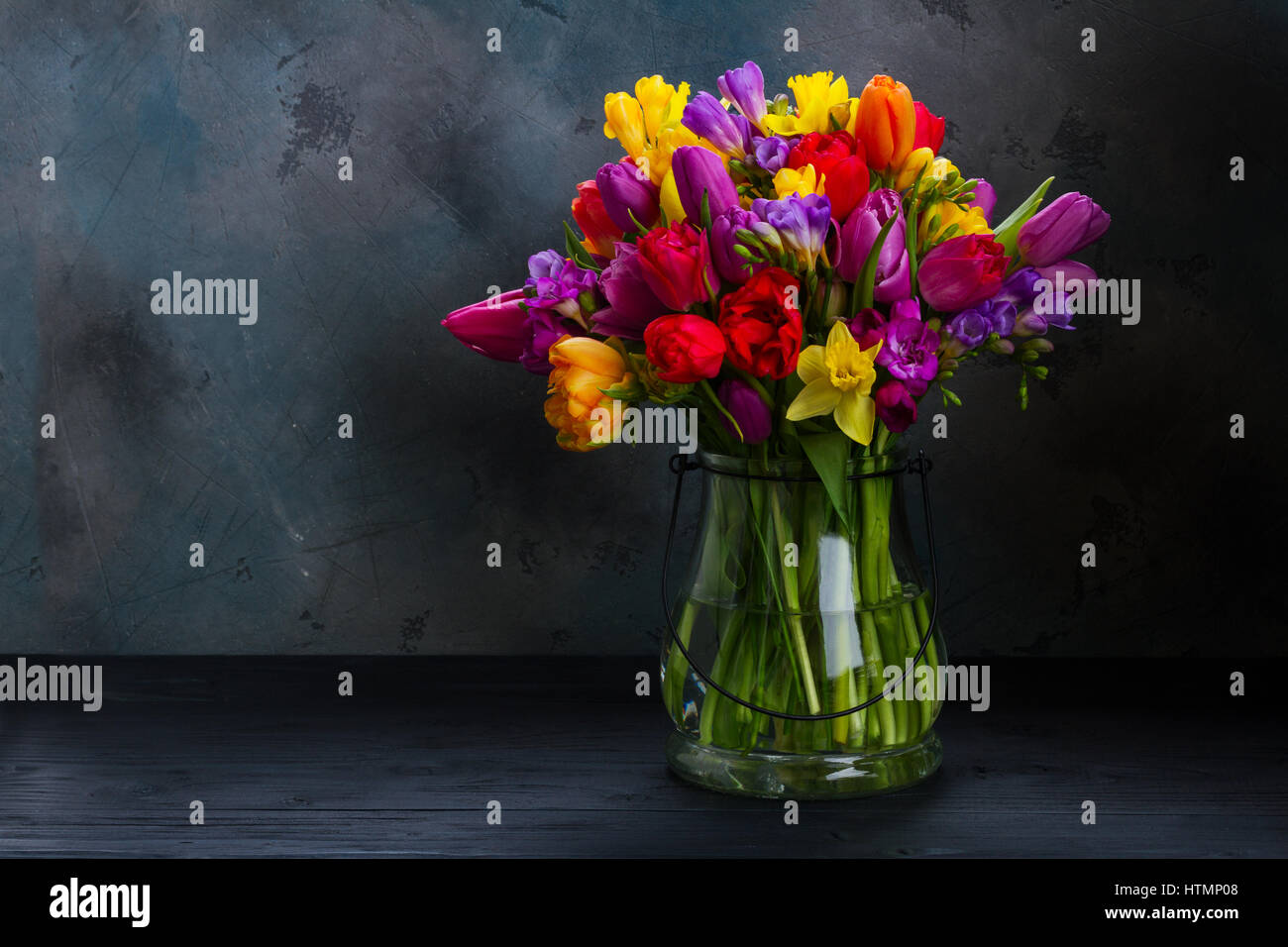 bouquet of bright spring flowers Stock Photo Alamy