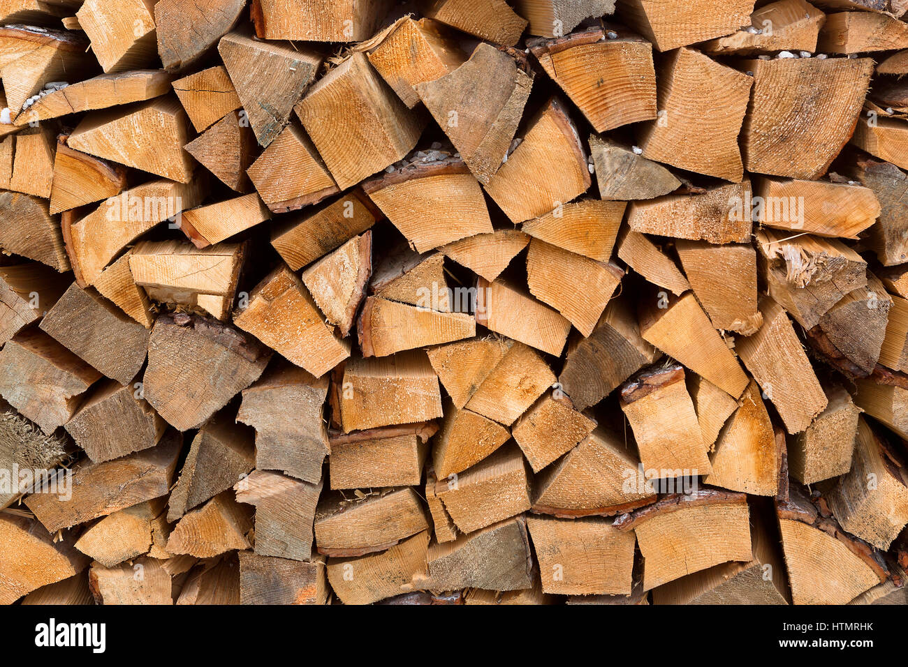 Wooden stacks for firewood Stock Photo