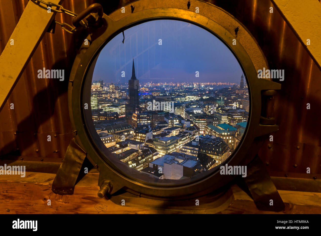 View from the tower of St. Peters Church over the city center of Hamburg, Germany Stock Photo