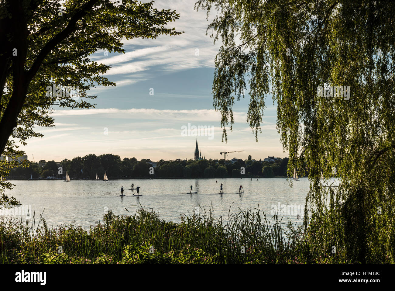 Trend Sport, Stand Up Paddling, Aussenalster, Hamburg, Germany Stock