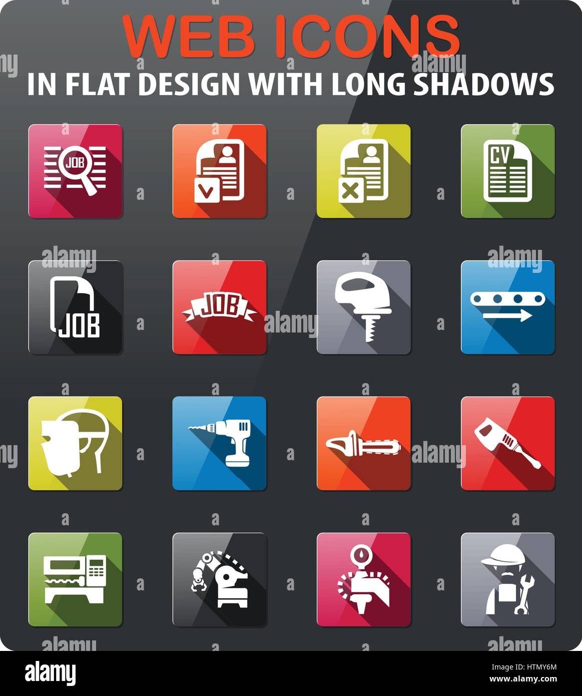 job search icons set in flat design with long shadow Stock Vector Image ...