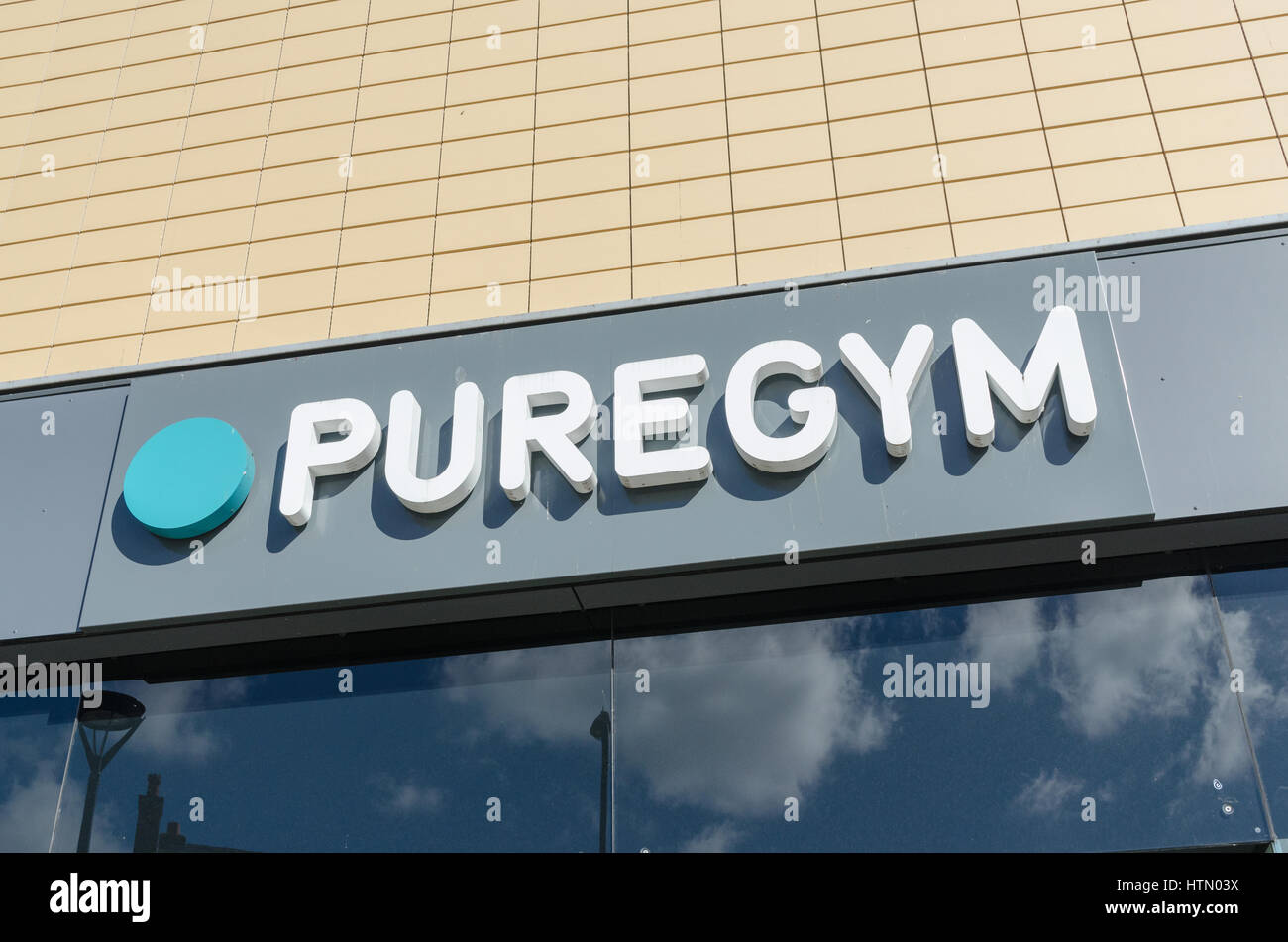 Puregym sign at one of its gyms Stock Photo