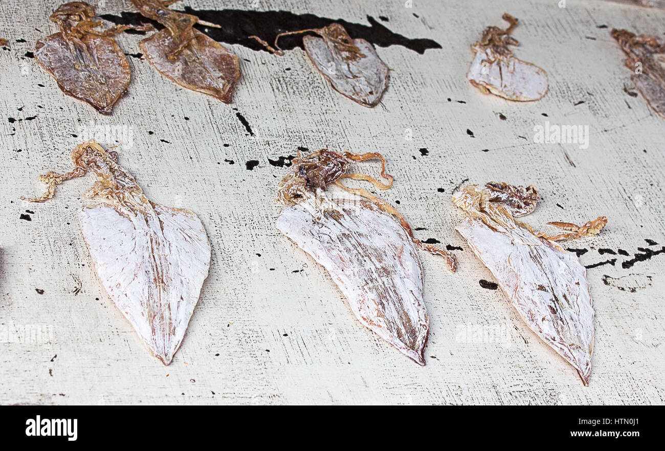 Dried Squid at The Sea Food Market in Vietnam Stock Photo - Alamy