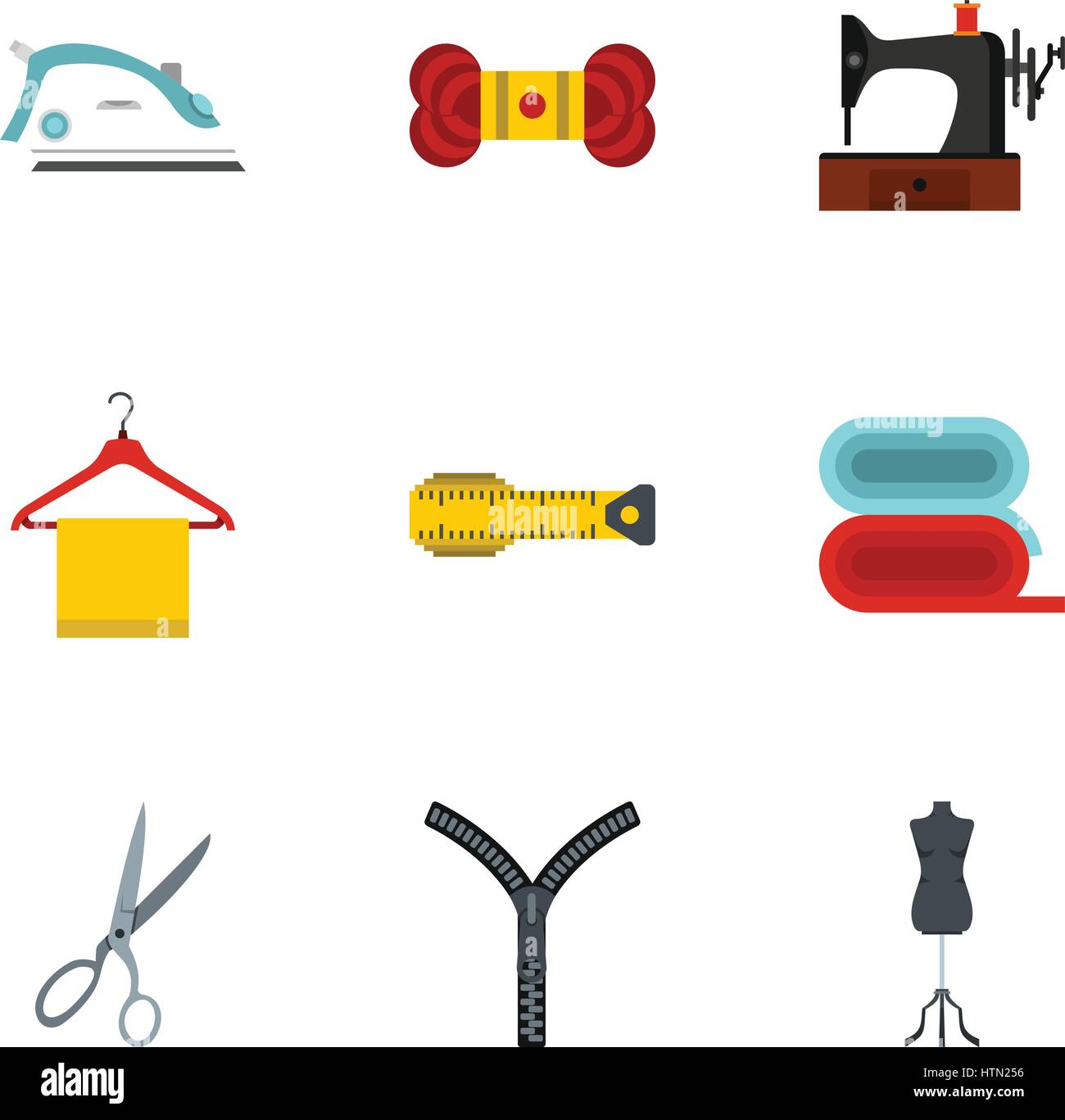 Sewing icons set. Flat illustration of 9 sewing vector icons for web ...