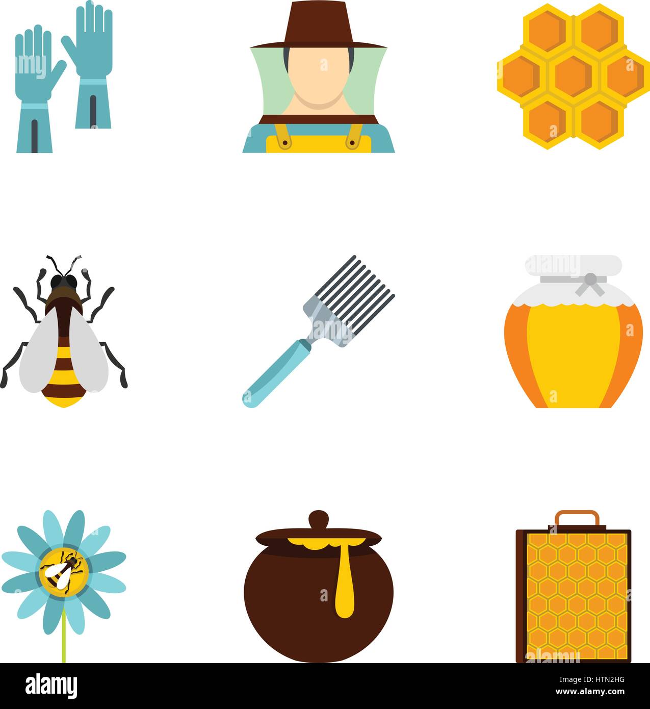Apiary icons set. Flat illustration of 9 apiary vector icons for web ...