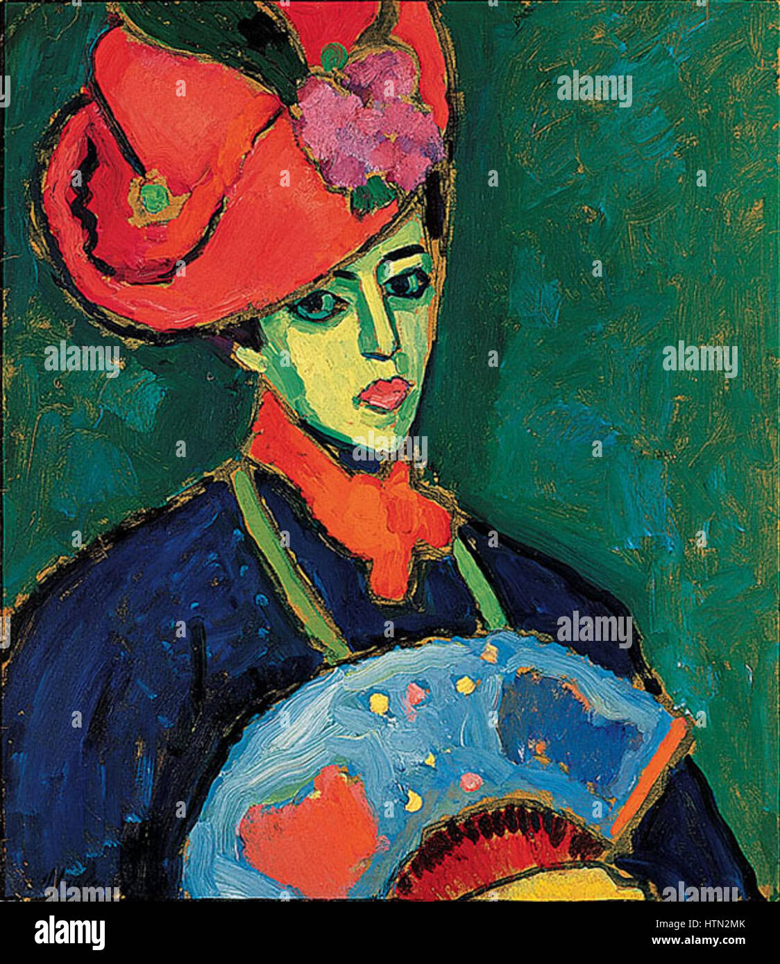 Schokko with Red Hat, 1909, Painting by Alexej von Jawlensky Stock
