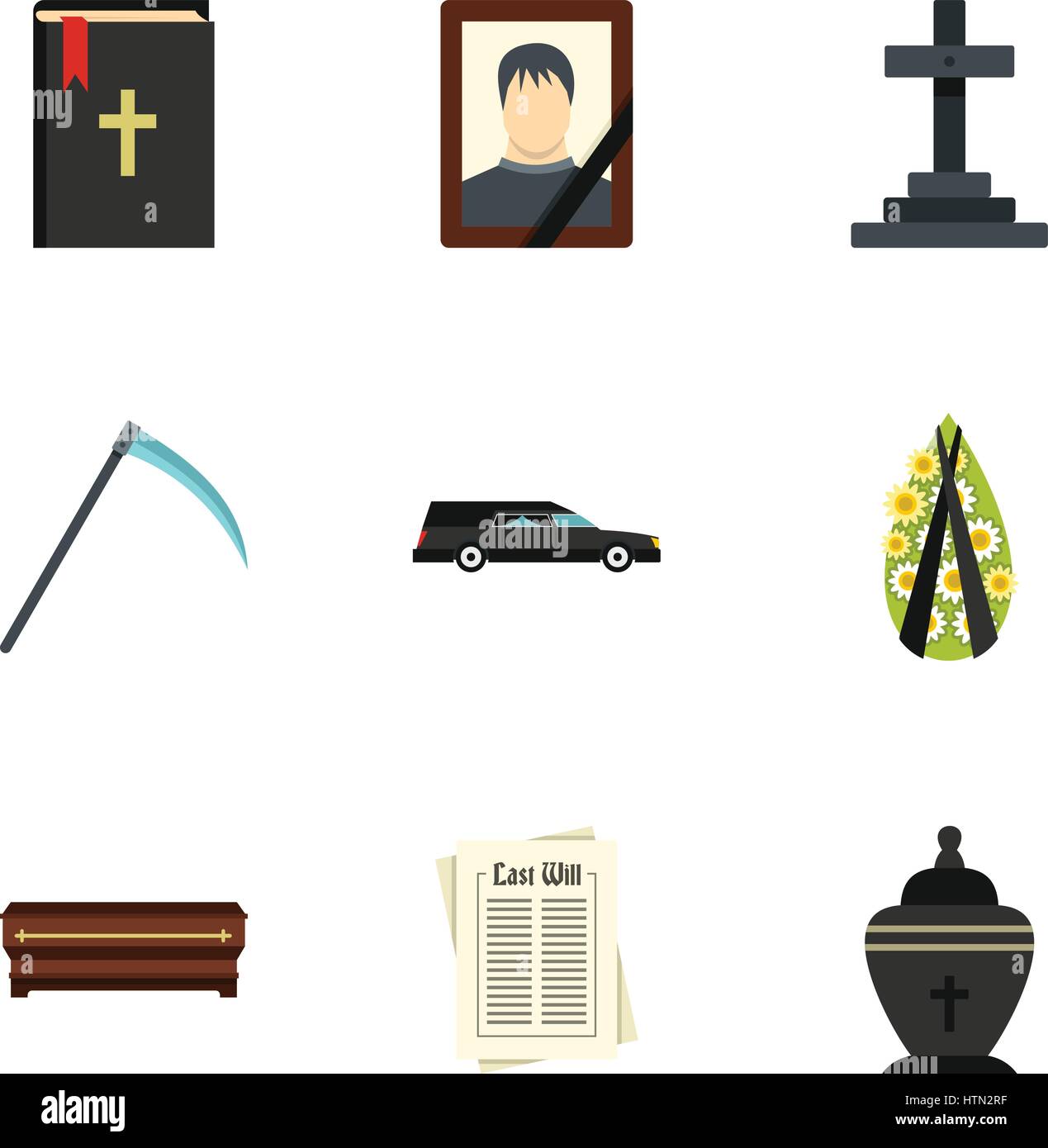 Death icons set. Flat illustration of 9 death vector icons for web Stock Vector