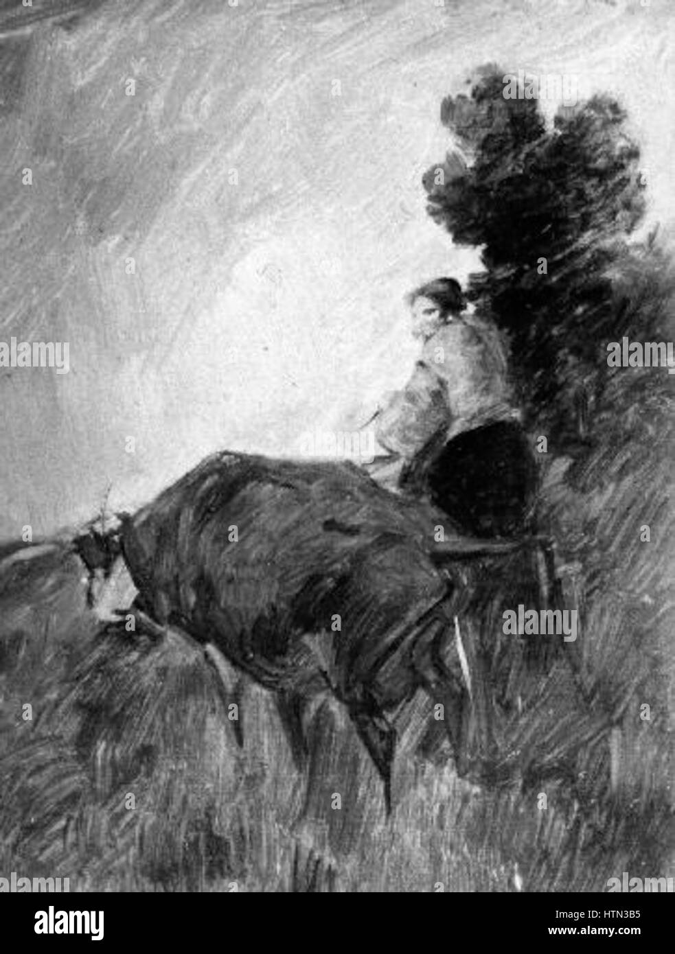 Wilhelm Busch 1832-1908 - Zena s kravou Stock Photo