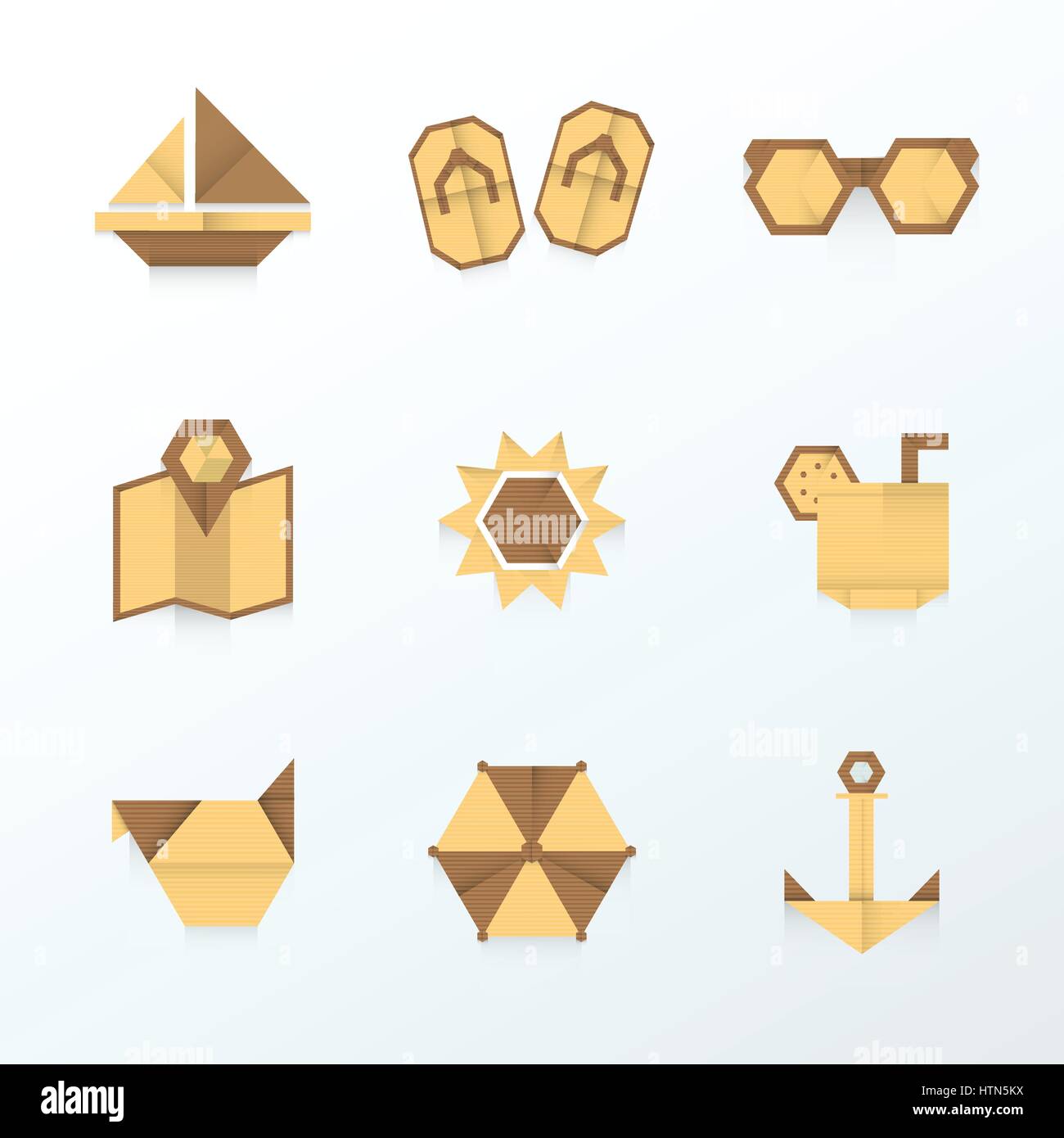 summer icons origami Stock Vector Image & Art - Alamy