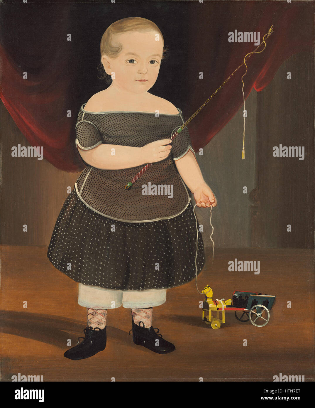 Boy with Toy Horse and Wagon A17418 Stock Photo Alamy