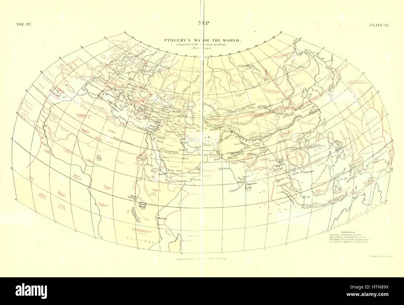 EB9 Vol XV Pl VII Ptolemy's Map of the World Stock Photo