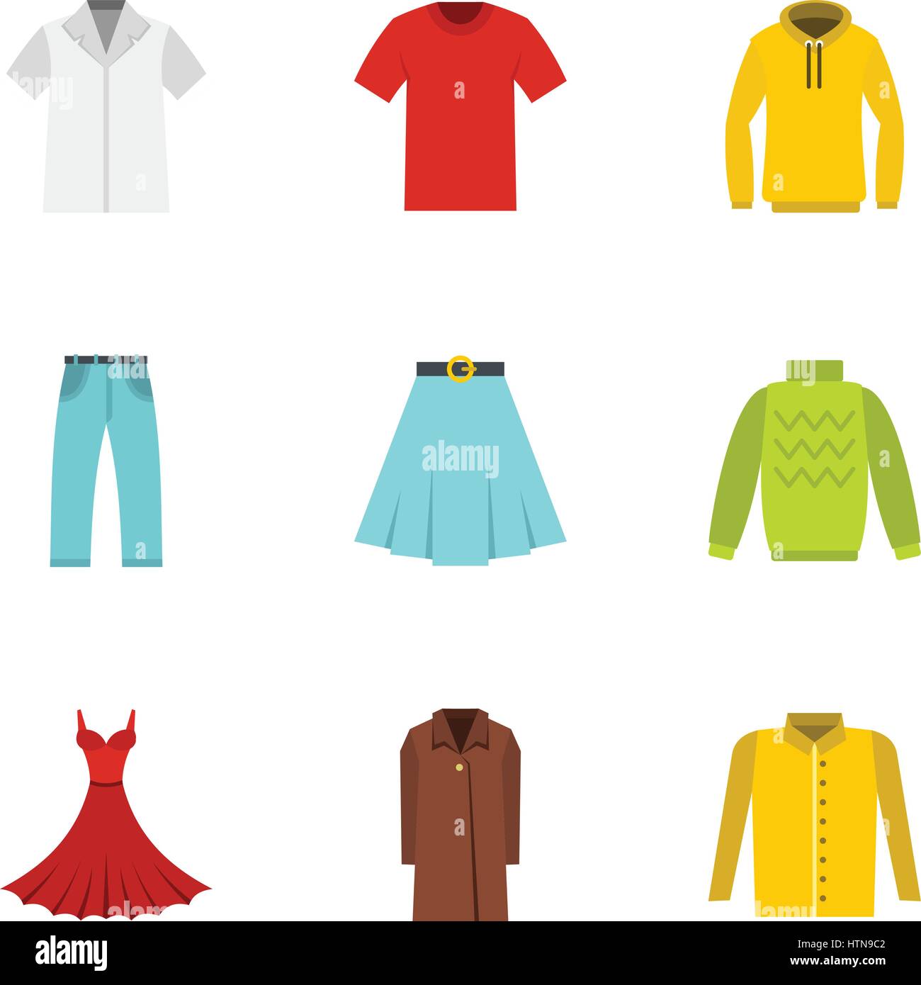 Clothes icons set. Flat illustration of 9 clothes vector icons for web ...