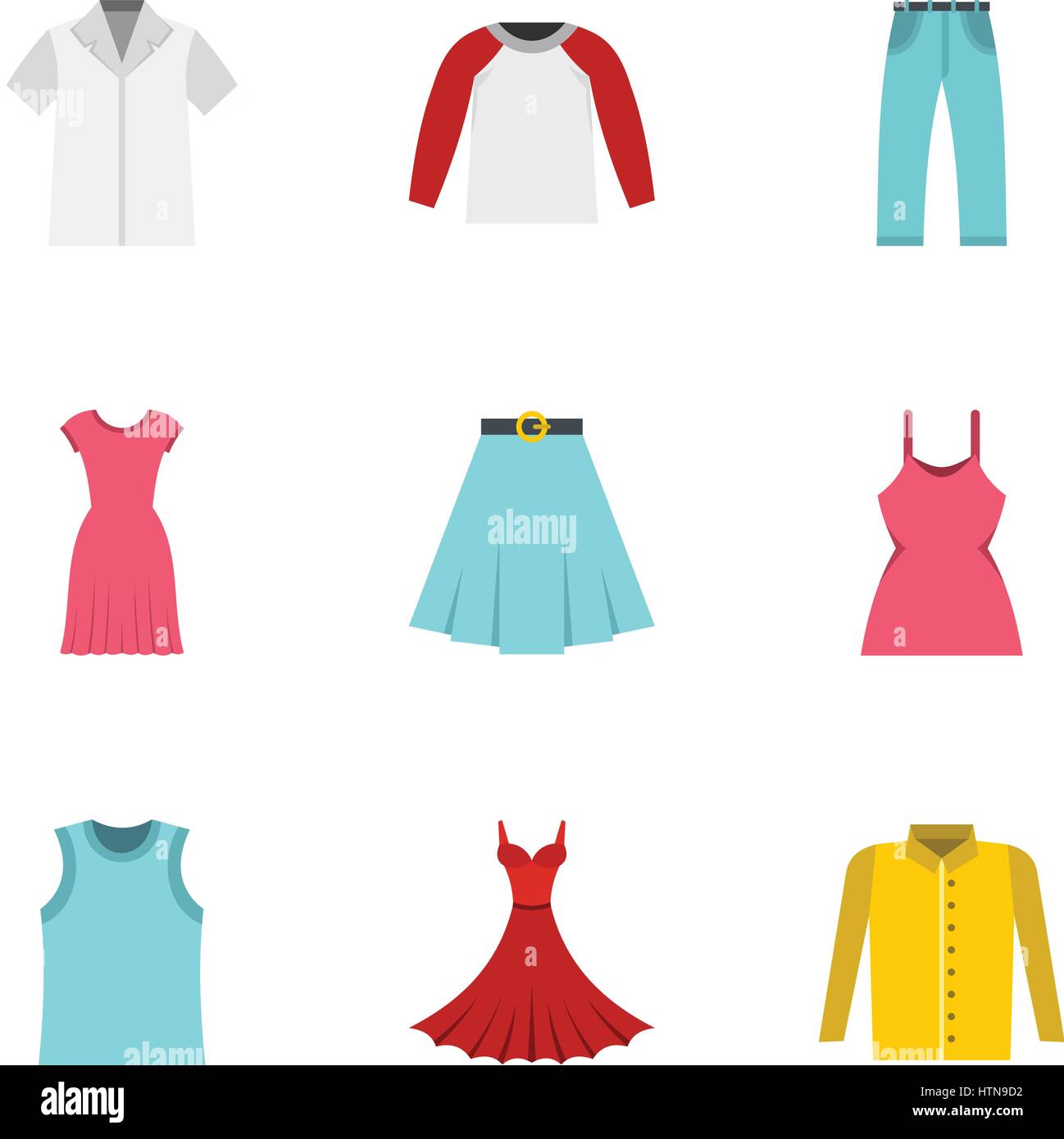 Wardrobe icons set. Flat illustration of 9 wardrobe vector icons for ...