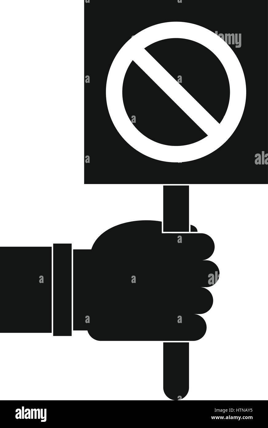 Hand showing stop signboard icon. Simple illustration of hand showing ...