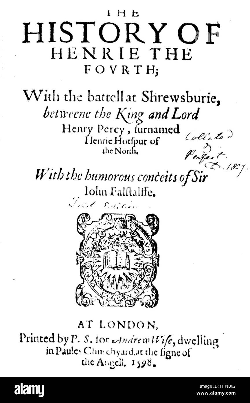 Henry IV 1 title page Stock Photo Alamy