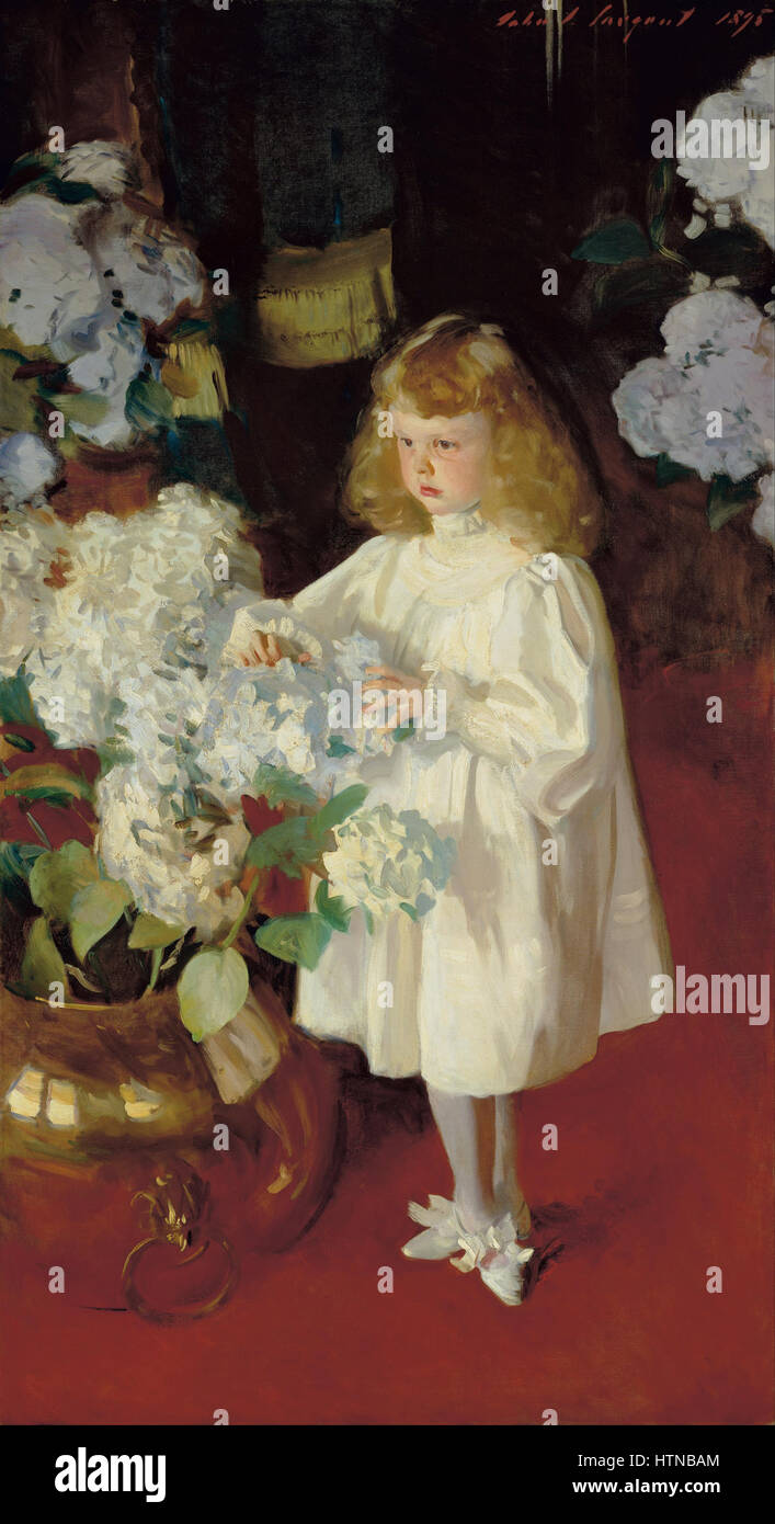 *Helen Sears* by John Singer Sargent is a portrait of a woman in a dark dress, showcasing Sargent's mastery of light, texture, and the portrayal of his subjects’ personalities. The painting captures the subject with refined elegance and soft, natural lighting, highlighting the detail in the clothing and the subtle expressions on her face. Stock Photo