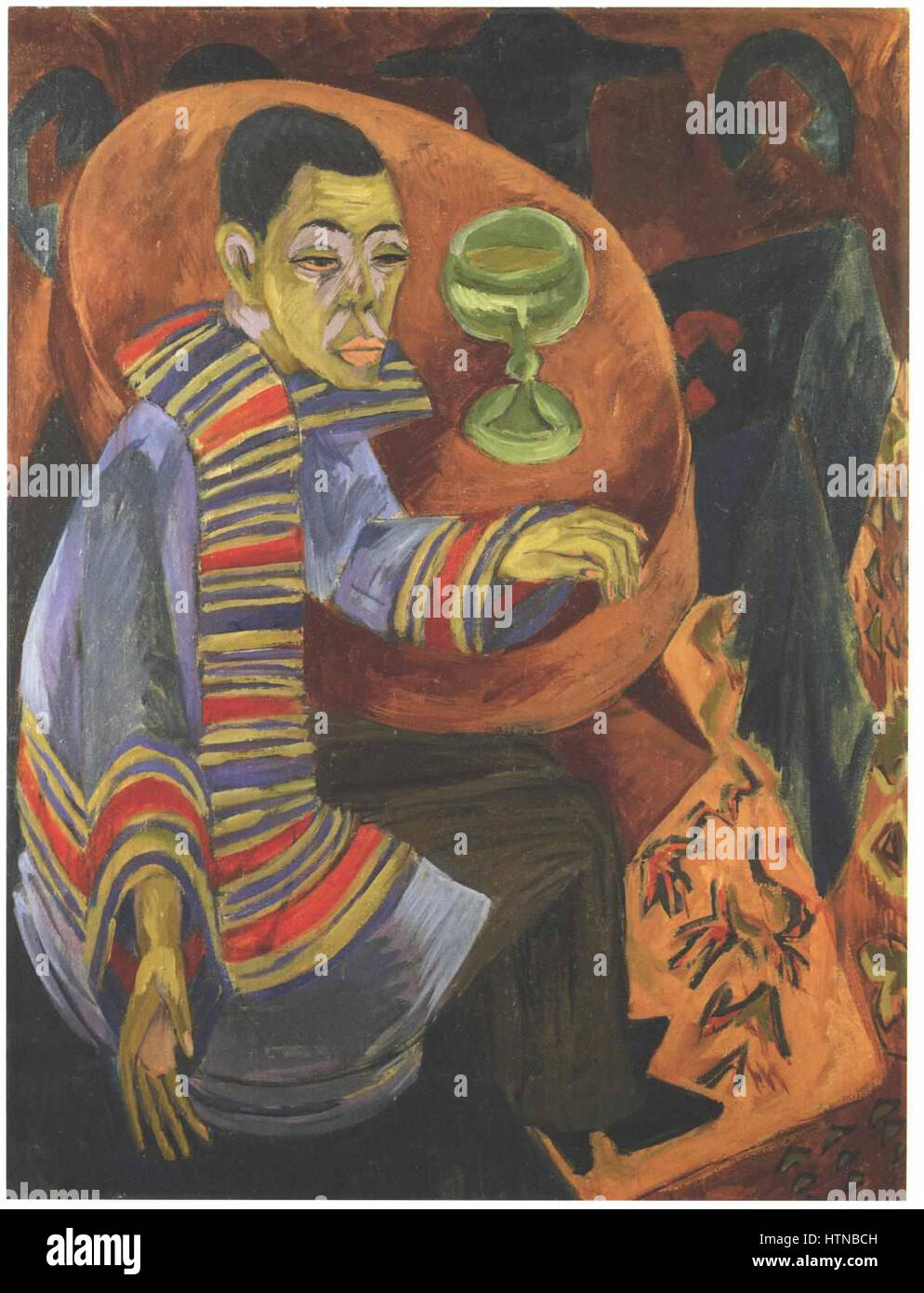 'Der Trinker' by Ernst Ludwig Kirchner is a self-portrait showing the ...