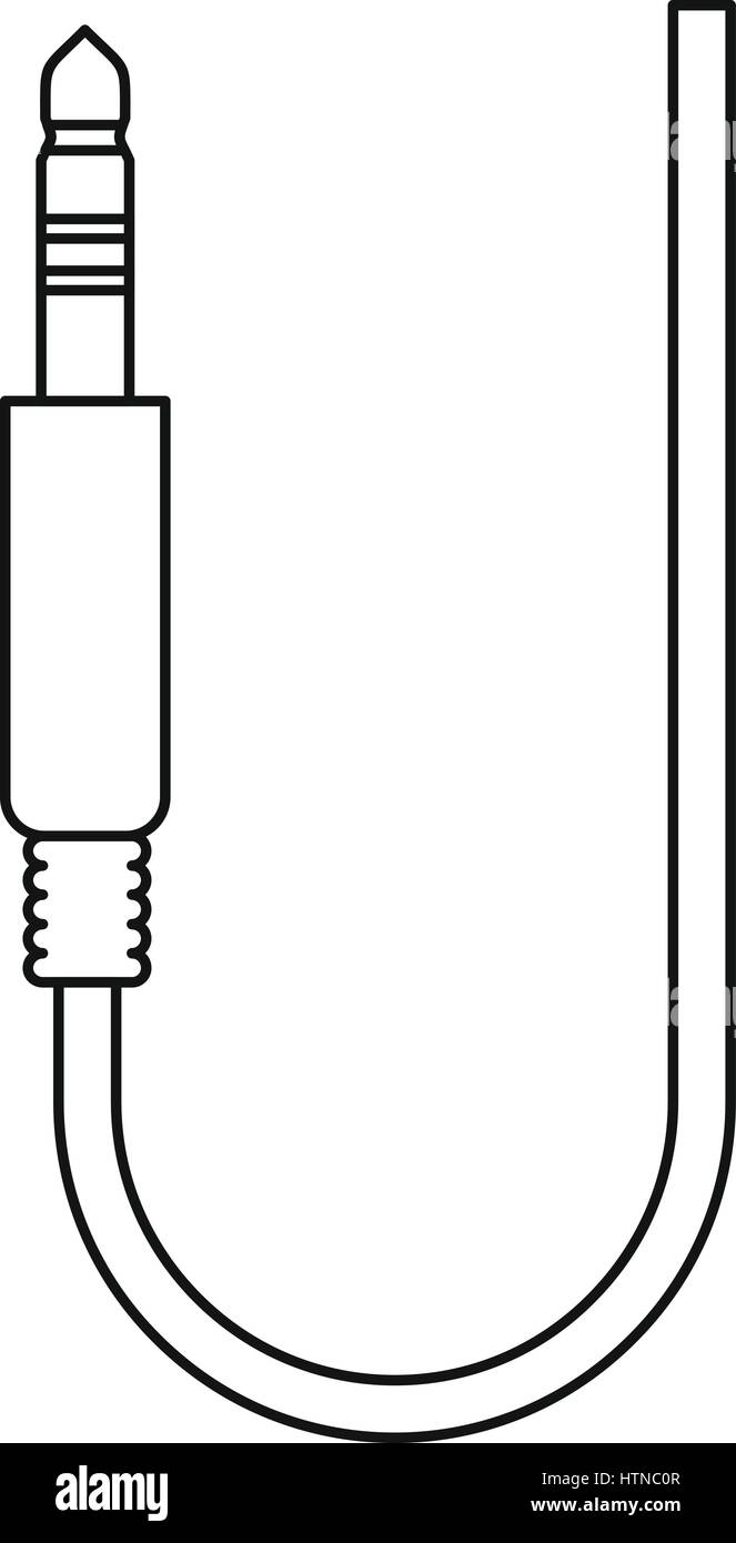 Microphone wire icon. Outline illustration of microphone wire vector