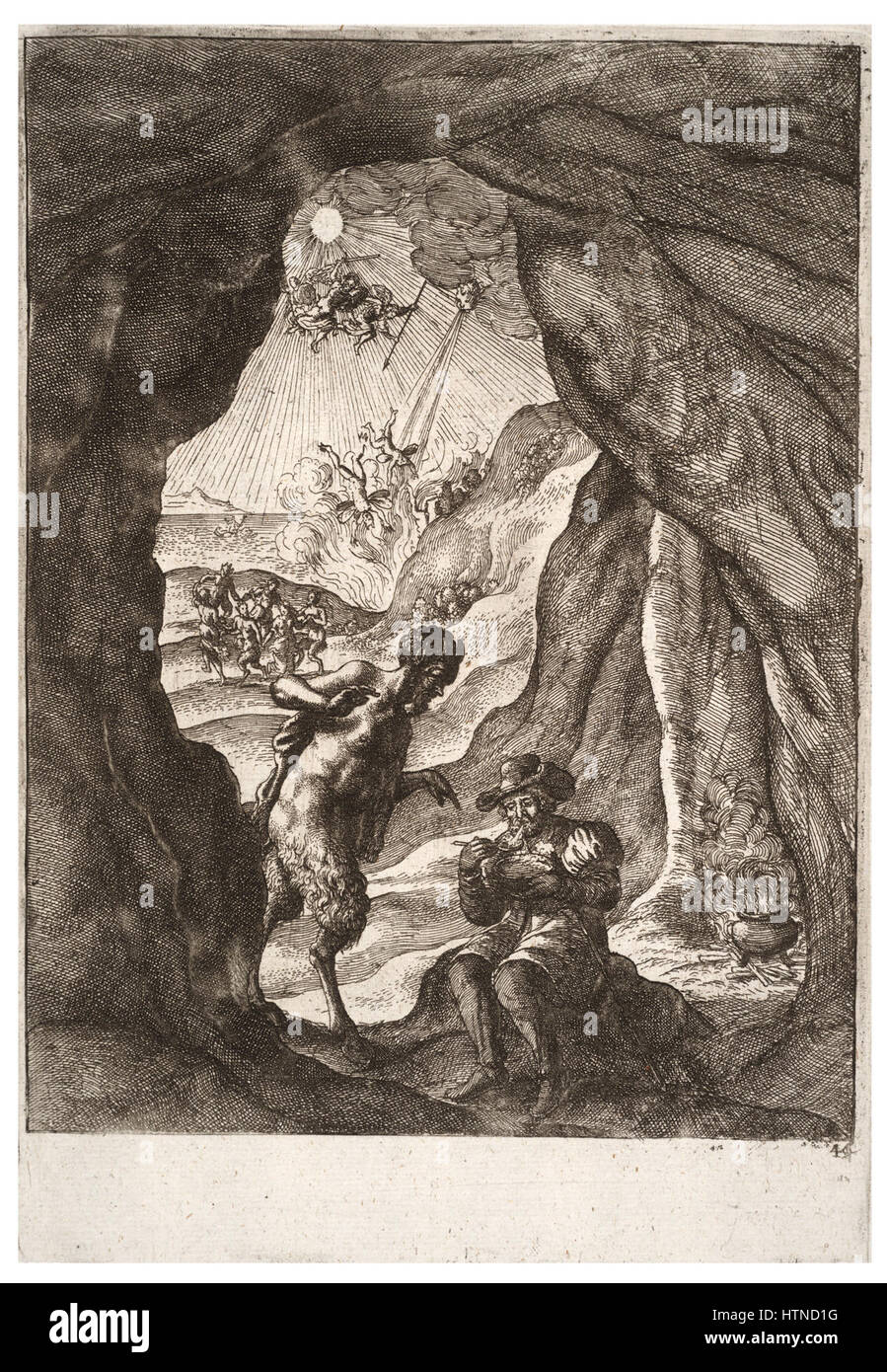 Wenceslas Hollar - The satyr and the traveller (State 2) Stock Photo