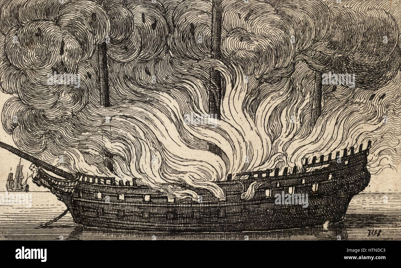 Burning ship painting hi res stock photography and images Alamy