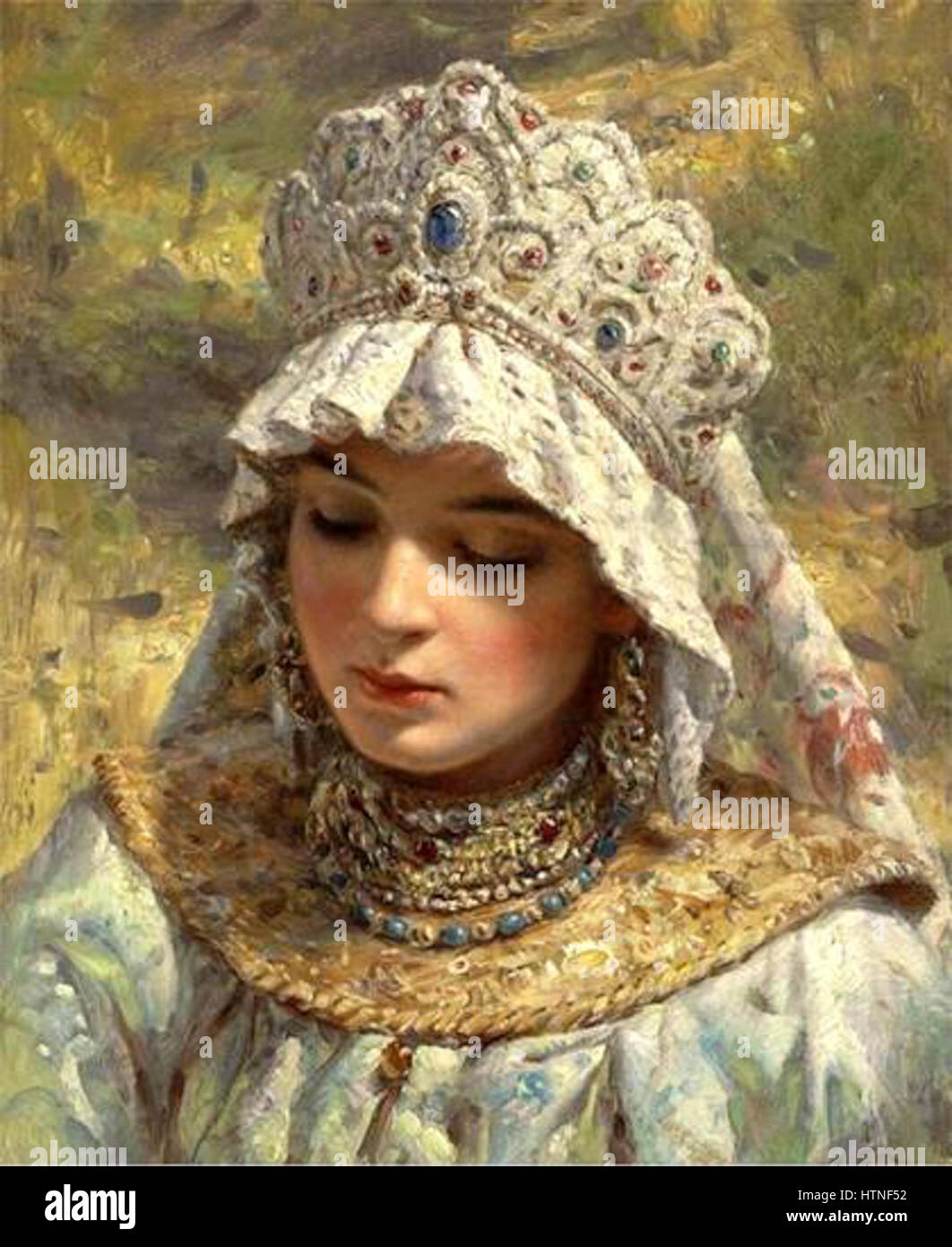 Russian beauty with kokoshnik Stock Photo - Alamy