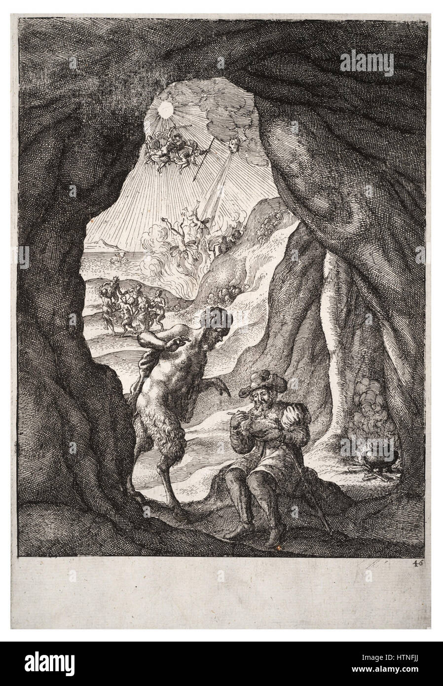Wenceslas Hollar - The satyr and the traveller (State 1) Stock Photo