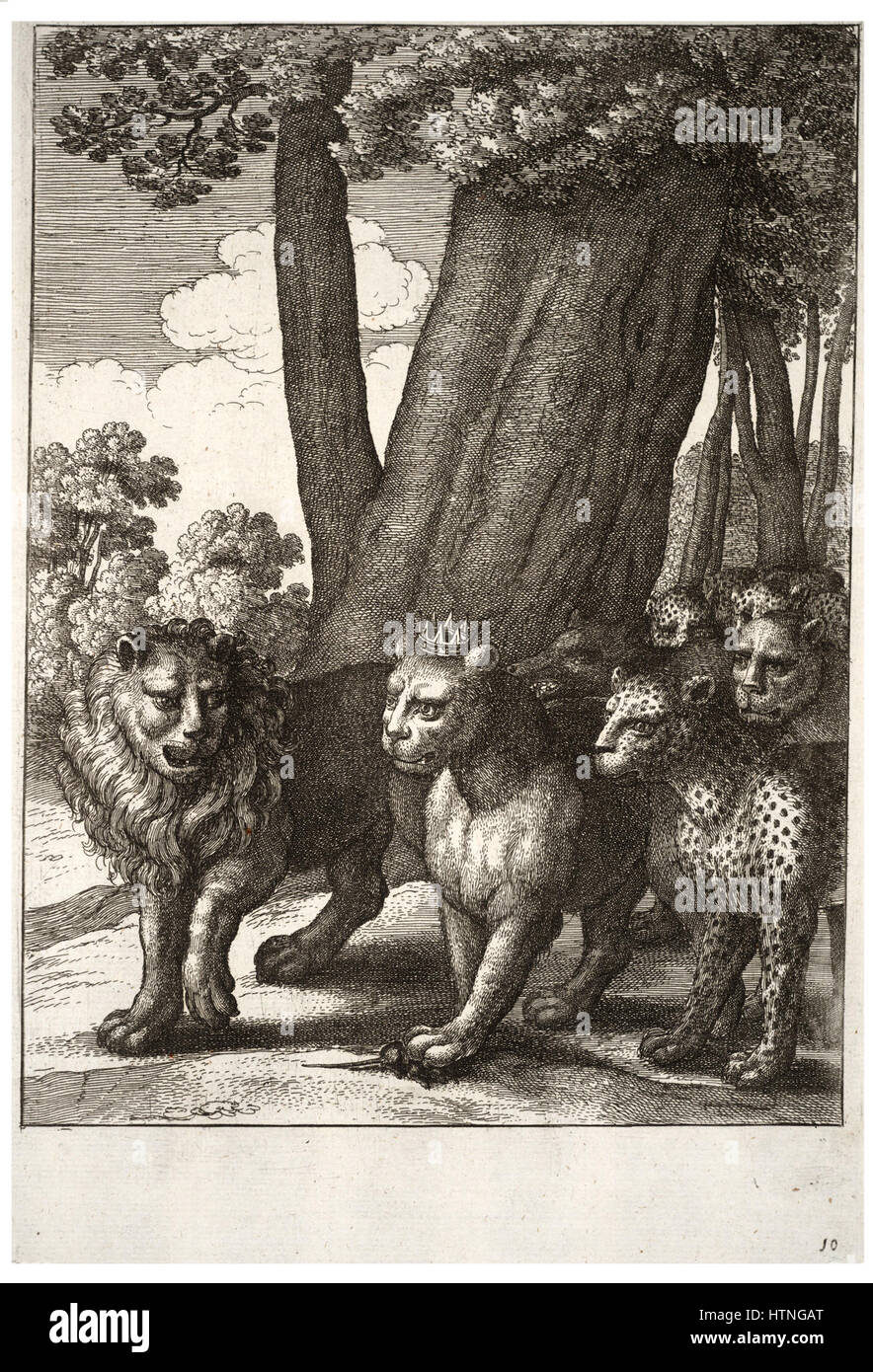 Wenceslas Hollar - The beasts of prey and the mouse 2 Stock Photo