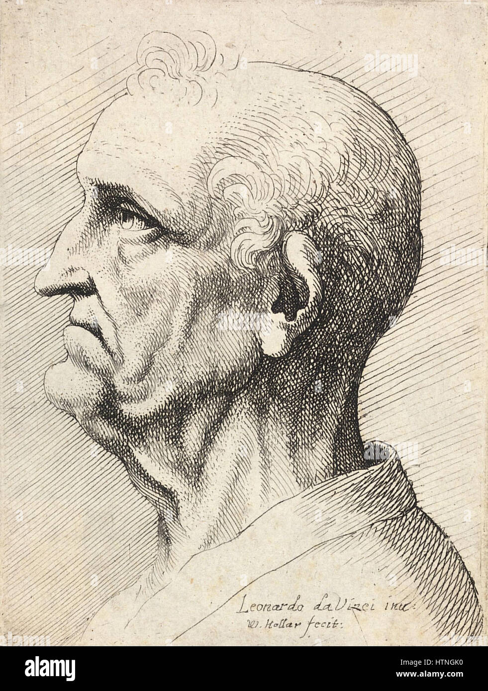 Wenceslas Hollar - Old man with pointed nose and prominent chin Stock Photo