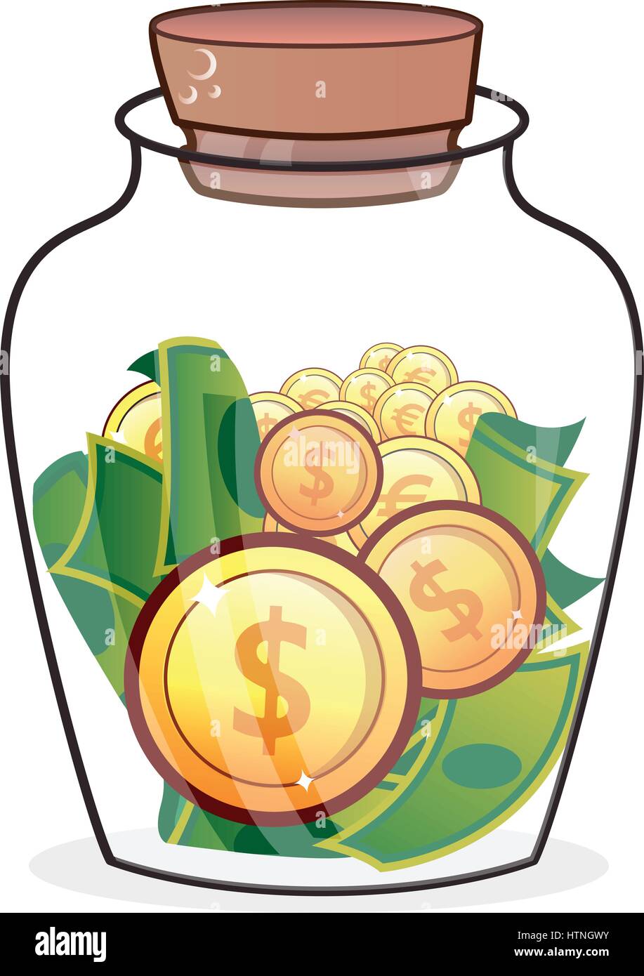 Coin in jar icon. Flat illustration of coin in jar vector icon for web ...