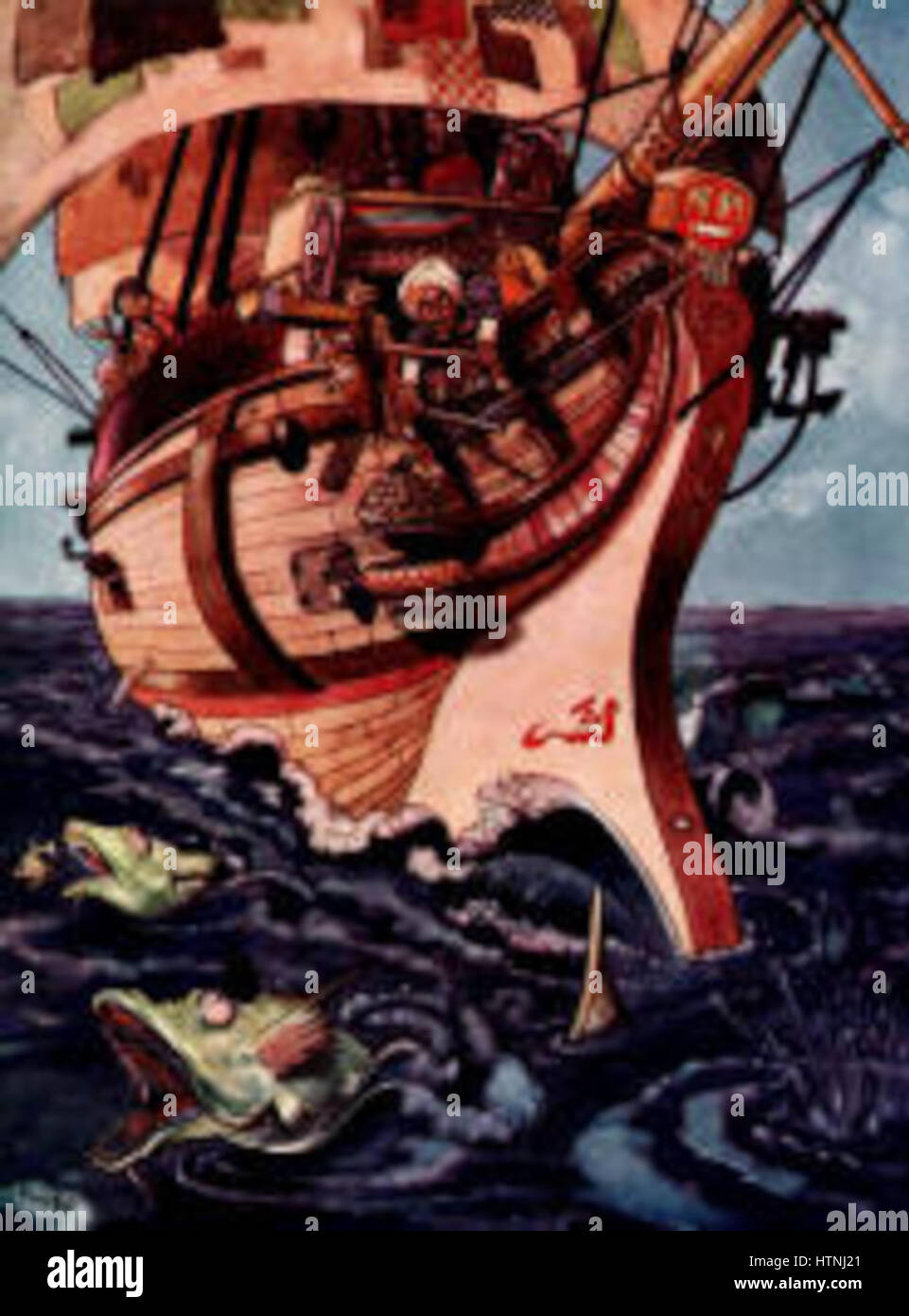 Rene Bull's illustration for 'Arabian Nights' (1912) captures a fantastical scene filled with Eastern grandeur and vivid imagery, blending decorative and narrative elements from the iconic stories. Stock Photo