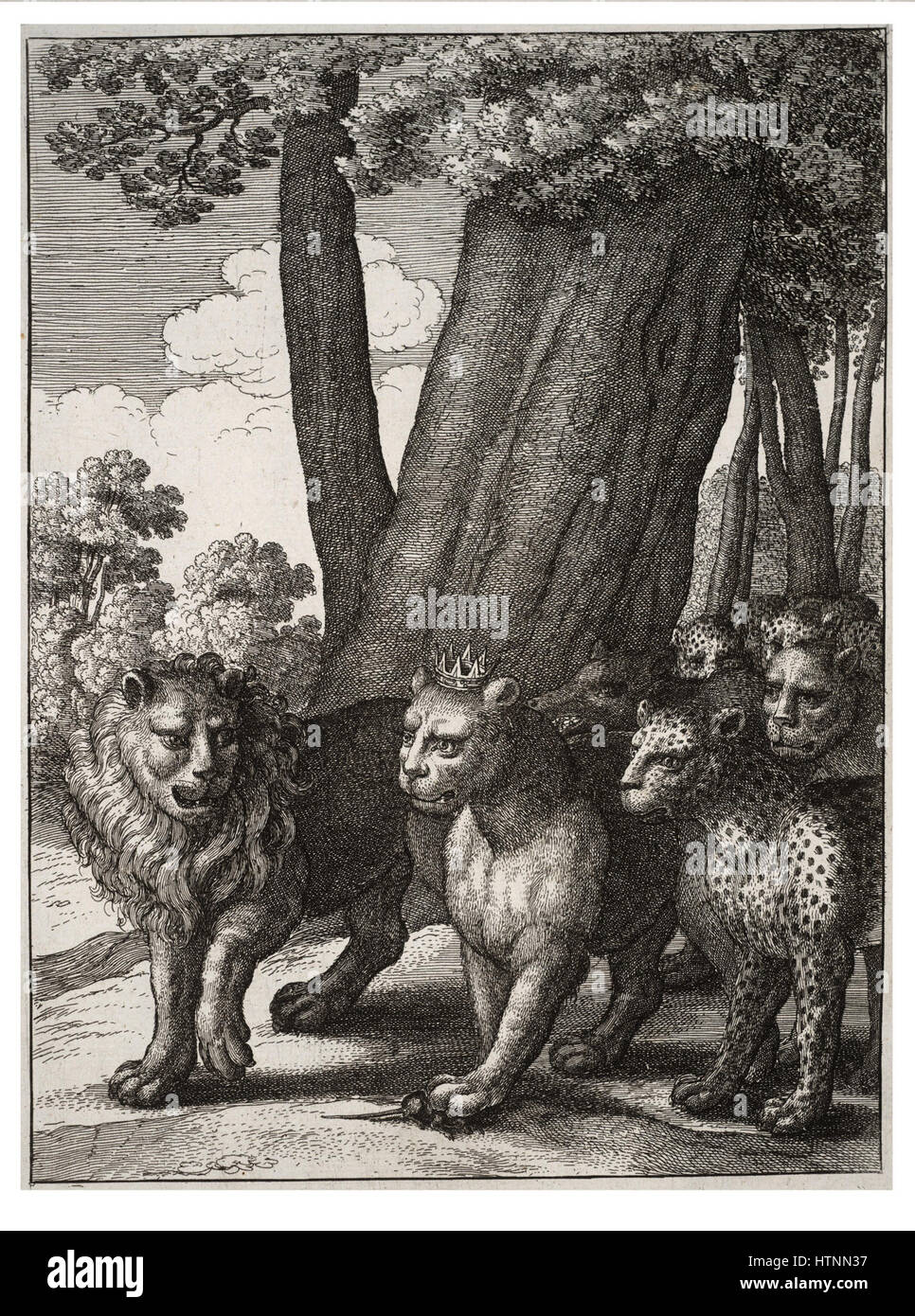 Wenceslas Hollar - The beasts of prey and the mouse Stock Photo