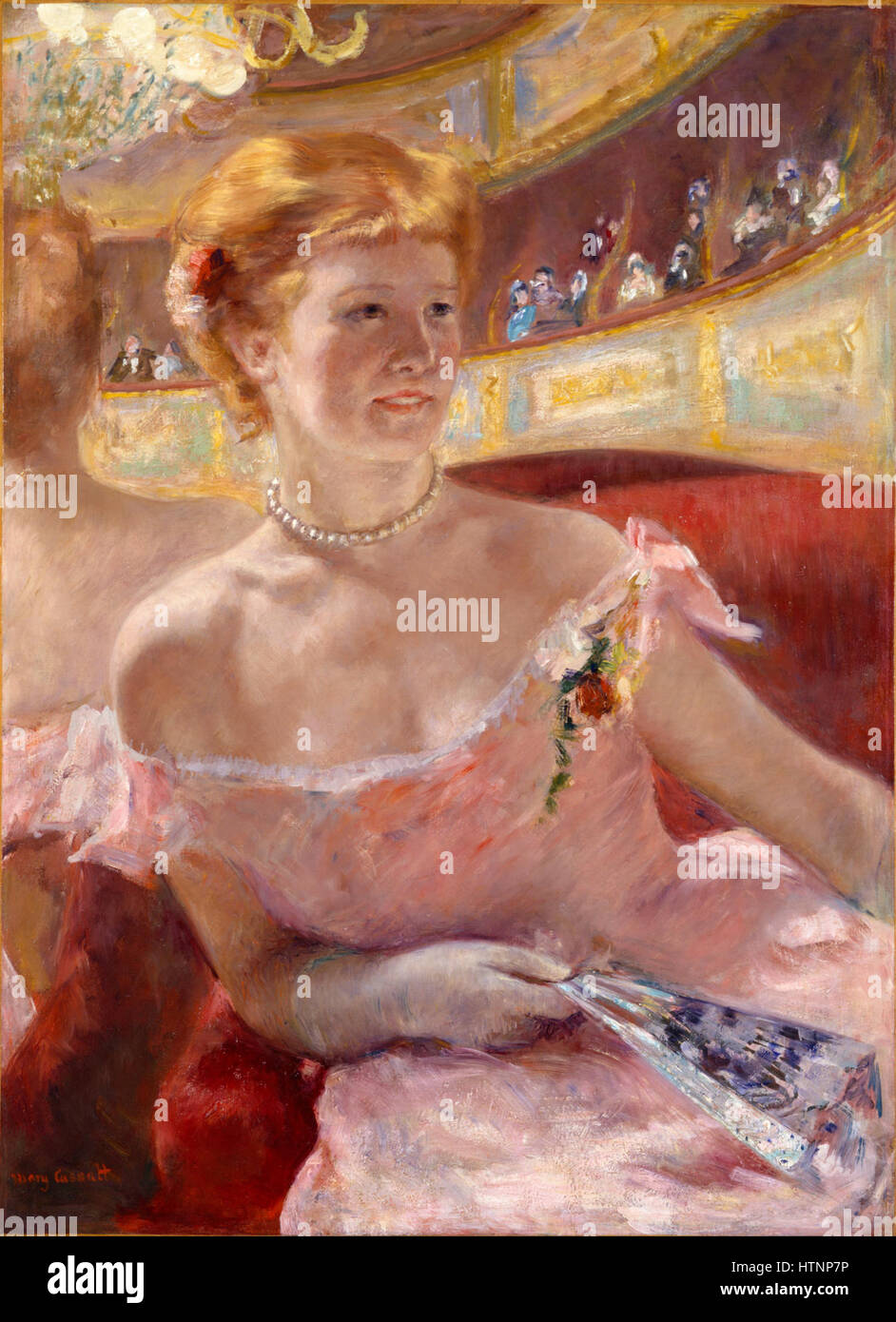 Mary Stevenson Cassatt, American - Woman with a Pearl Necklace in a Loge - Google Art Project Stock Photo