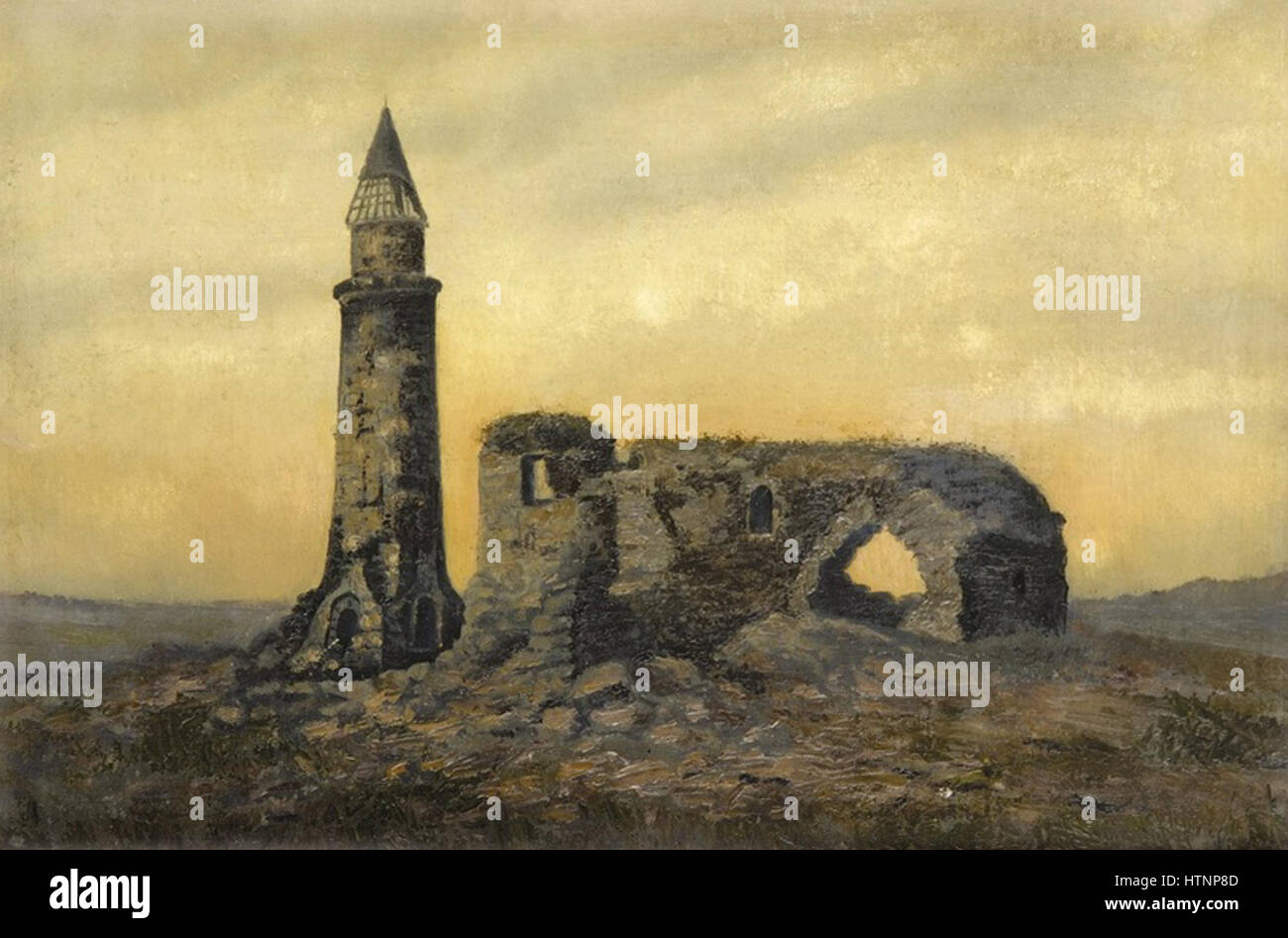 The Ruins of the Khan's Tomb and the Small Minaret in Bulgaria (Shishkin) Stock Photo