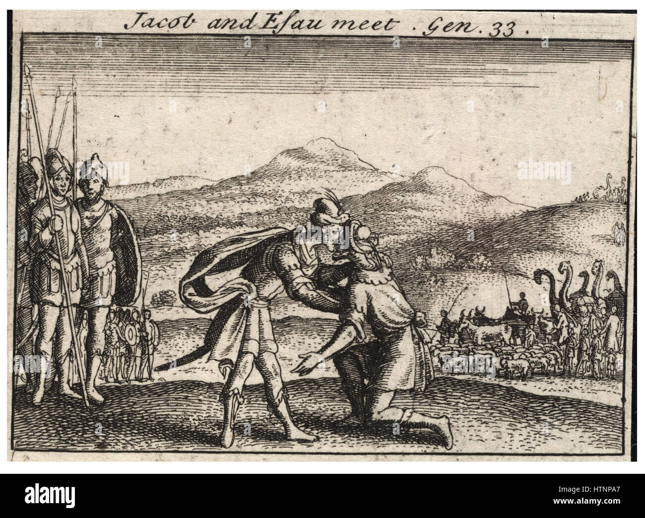Wenceslas Hollar - Meeting of Jacob and Esau (State 2) Stock Photo