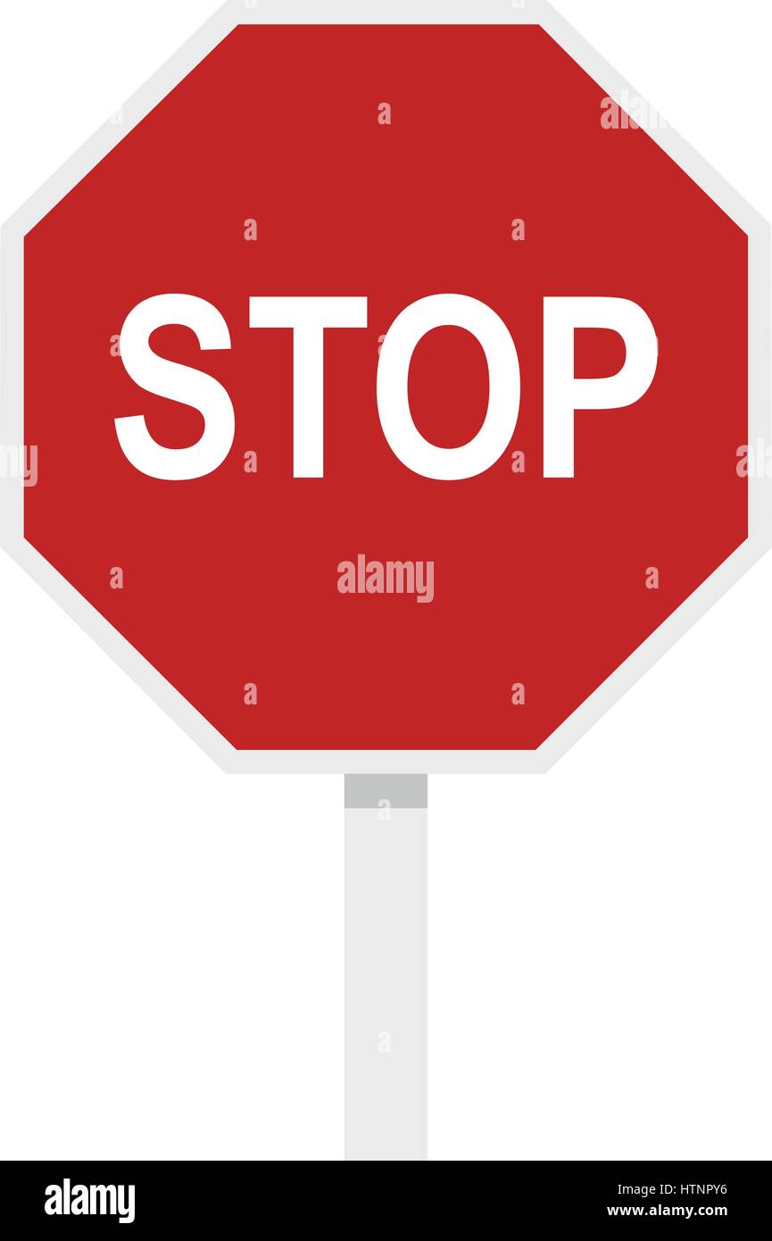Red stop road sign icon, flat style Stock Vector Image & Art - Alamy