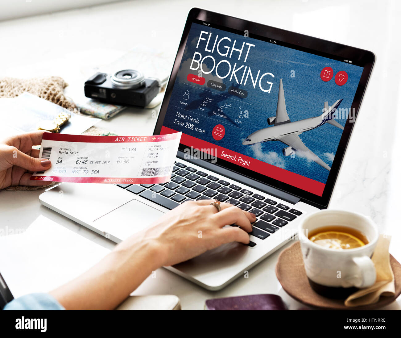 Air Ticket Flight Booking Concept Stock Photo