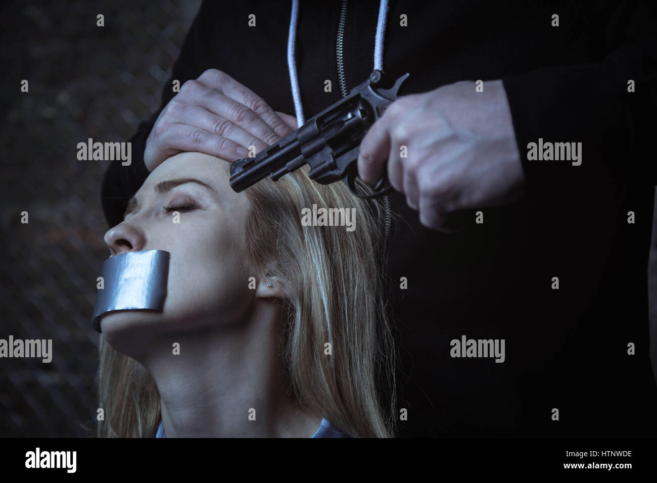 You did everything wrong. Scared young blonde businesswoman being kept