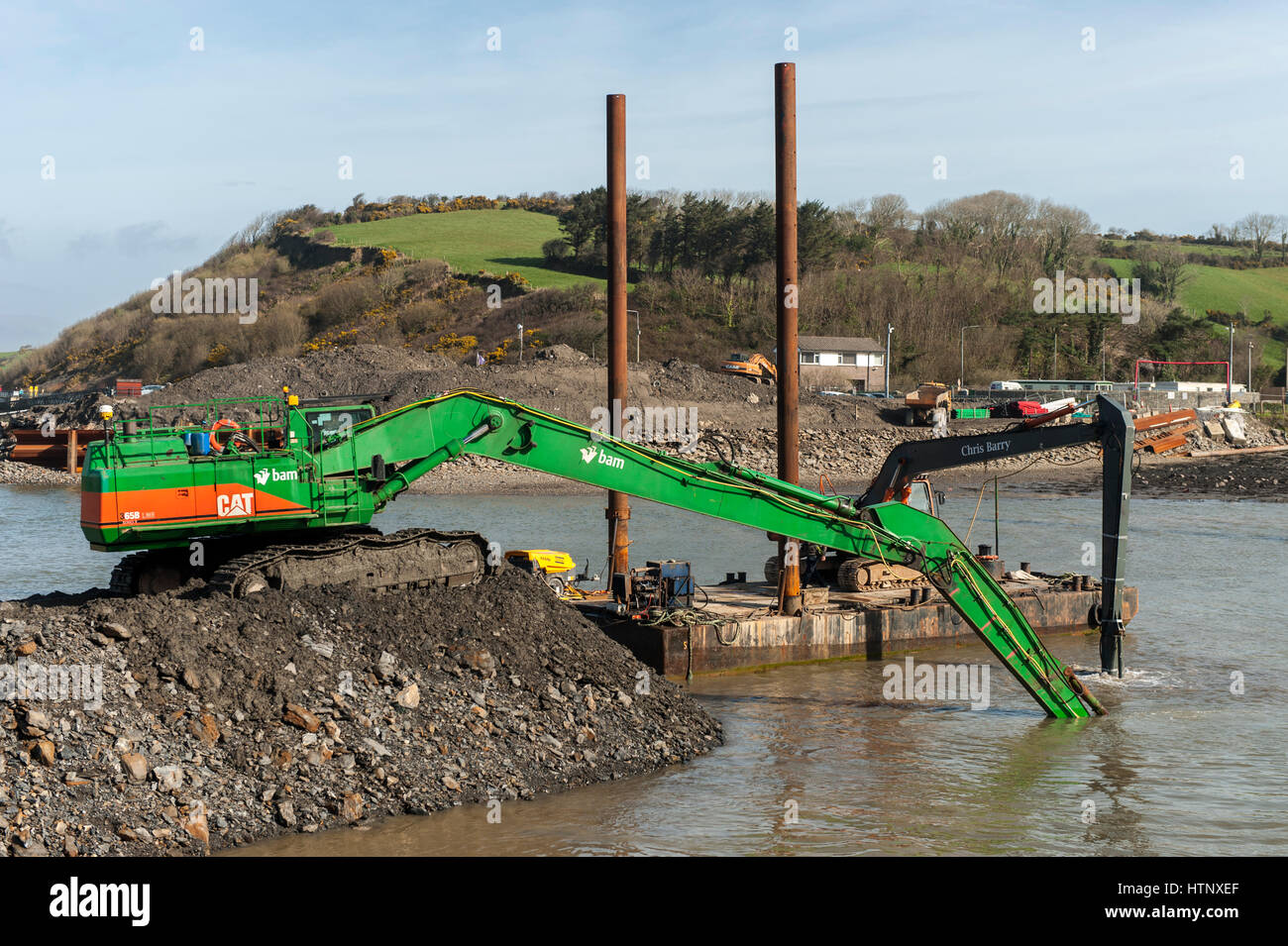 Bantry, Ireland. 13th Mar, 2017. Danish registered dredger 'Margrethe Fighter' has finished her work on the €8.5m Bantry Harbour Development project and has left the area. However, dredging is continuing by the use of mechanical diggers. Phase 1 of the development is due to be completed later this year. Credit: Andy Gibson/Alamy Live News Stock Photo