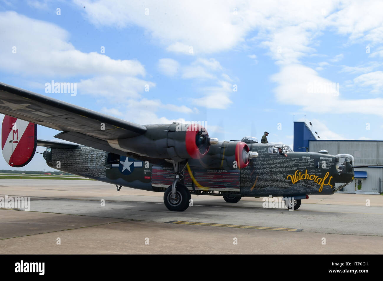Houston, TX, USA. 13th Mar, 2017. March 13, 2017- The Collins Foundation B-24 taxis to parking for pubic display at Ellington Field, Houston, Texas. Credit: Ken Murray/ZUMA Wire/Alamy Live News Stock Photo