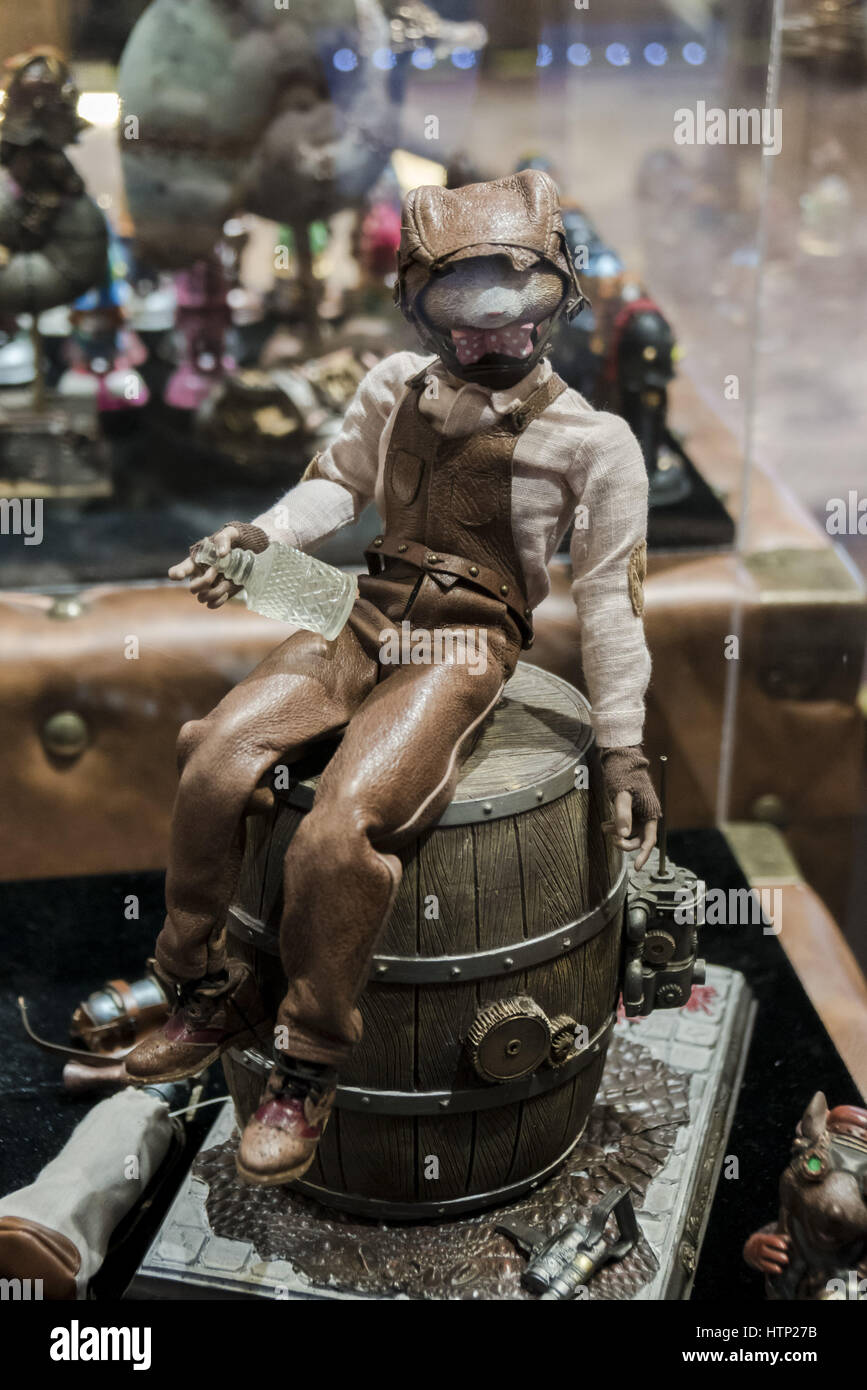 Shanghai, Shanghai, China. 13th Mar, 2017. Shanghai, CHINA-March 13 2017: (EDITORIAL USE ONLY. CHINA OUT).A steampunk themed exhibition is held at a shopping mall in Shanghai, March 13th, 2017. The Steampunk is a subgenre of science fiction or science fantasy that incorporates technology and aesthetic designs inspired by 19th-century industrial steam-powered machinery. Credit: SIPA Asia/ZUMA Wire/Alamy Live News Stock Photo