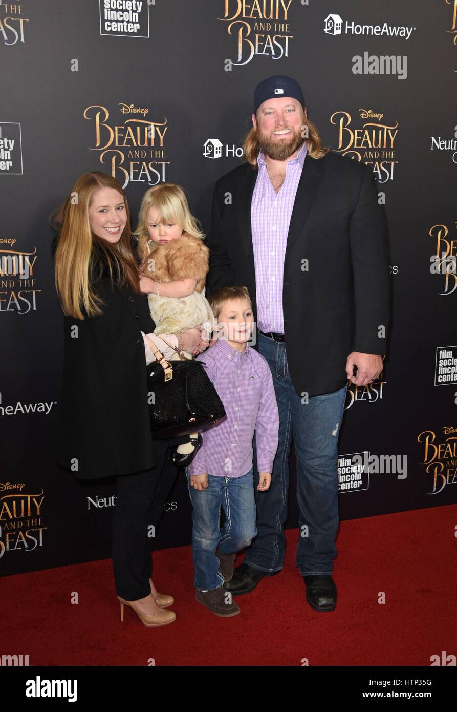 New York, NY, USA. 13th Mar, 2017. Nick Mangold and family Jennifer