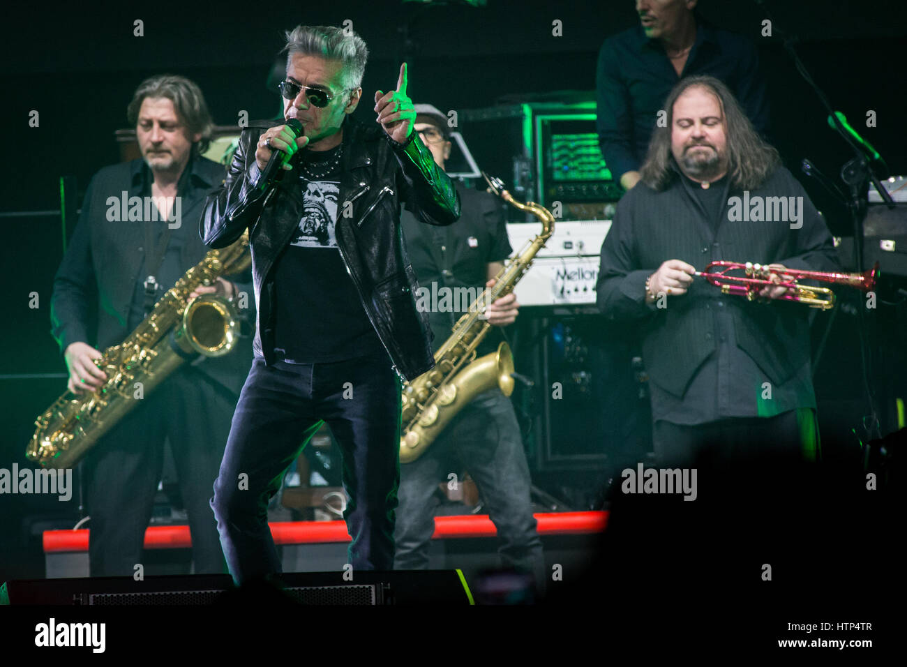 Milan Italy. 13th March 2017. The Italian singer-songwriter Luciano Ligabue commonly known as LIGABUE performs live on stage at Mediolanum Forum during the 'Made In Italy Tour - Palasport 2017' Stock Photo