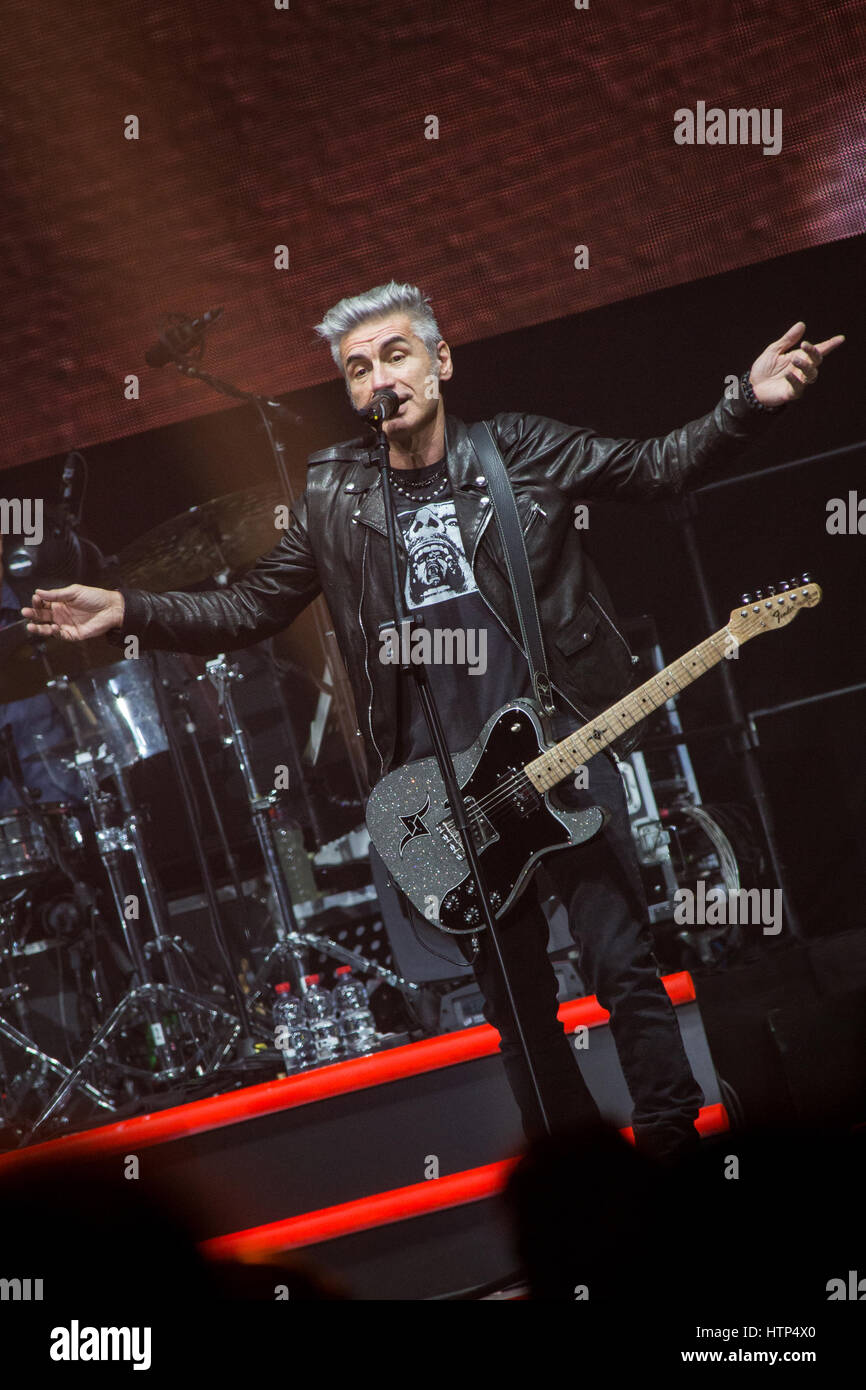 Milan Italy. 13th March 2017. The Italian singer-songwriter Luciano Ligabue commonly known as LIGABUE performs live on stage at Mediolanum Forum during the 'Made In Italy Tour - Palasport 2017' Stock Photo