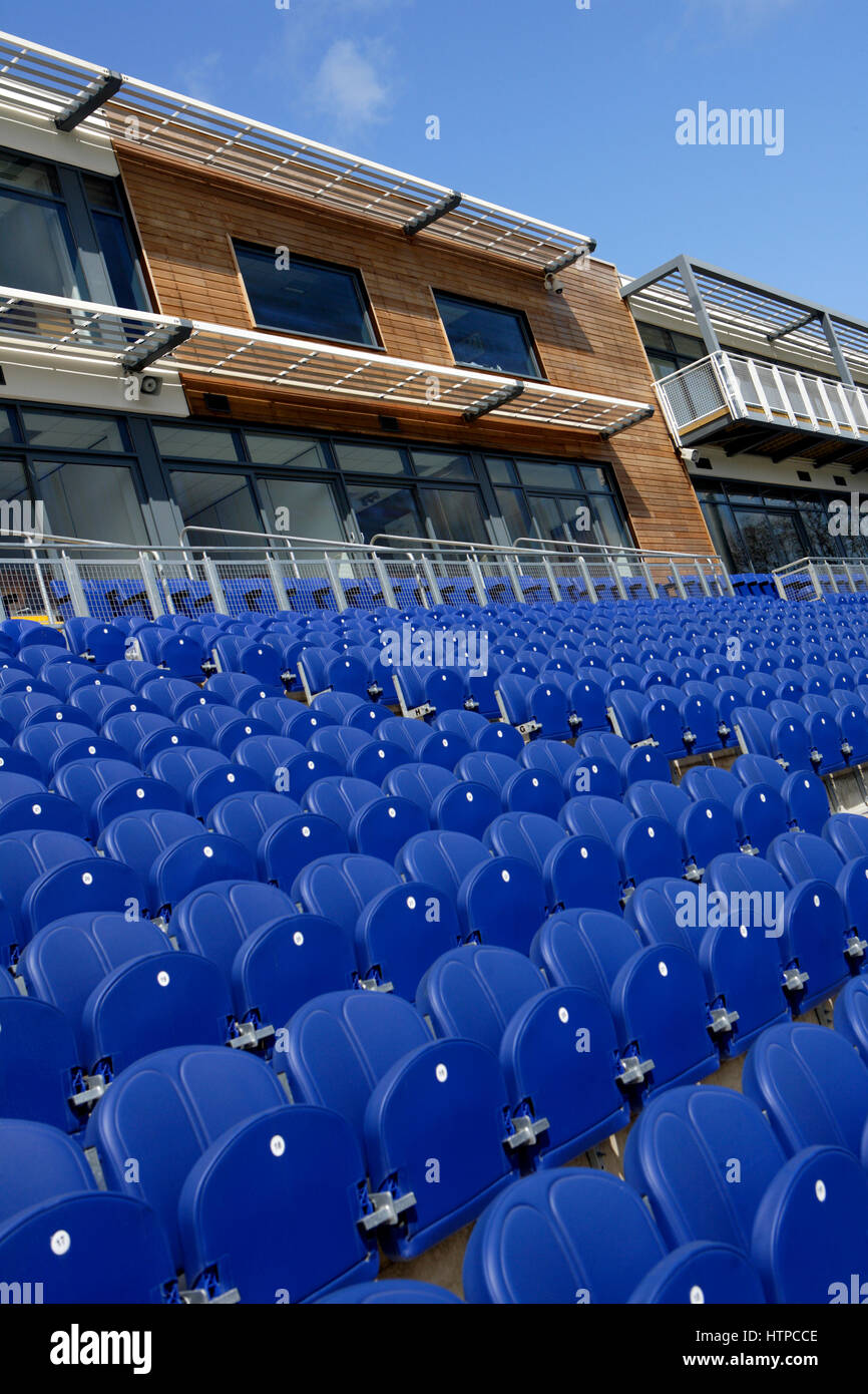 Seating in Glamorgan County Cricket Club, Wales, United Kingdom Stock Photo