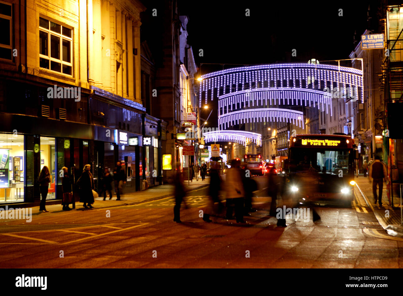 Christmas lights on St Mary Street, Cardiff Stock Photo Alamy