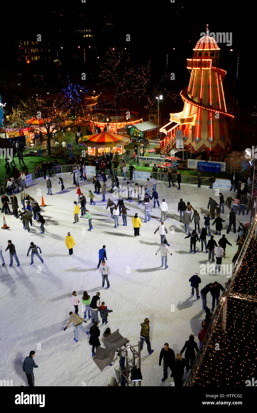 Ice skating at Winter Wonderland, Cardiff Stock Photo Alamy