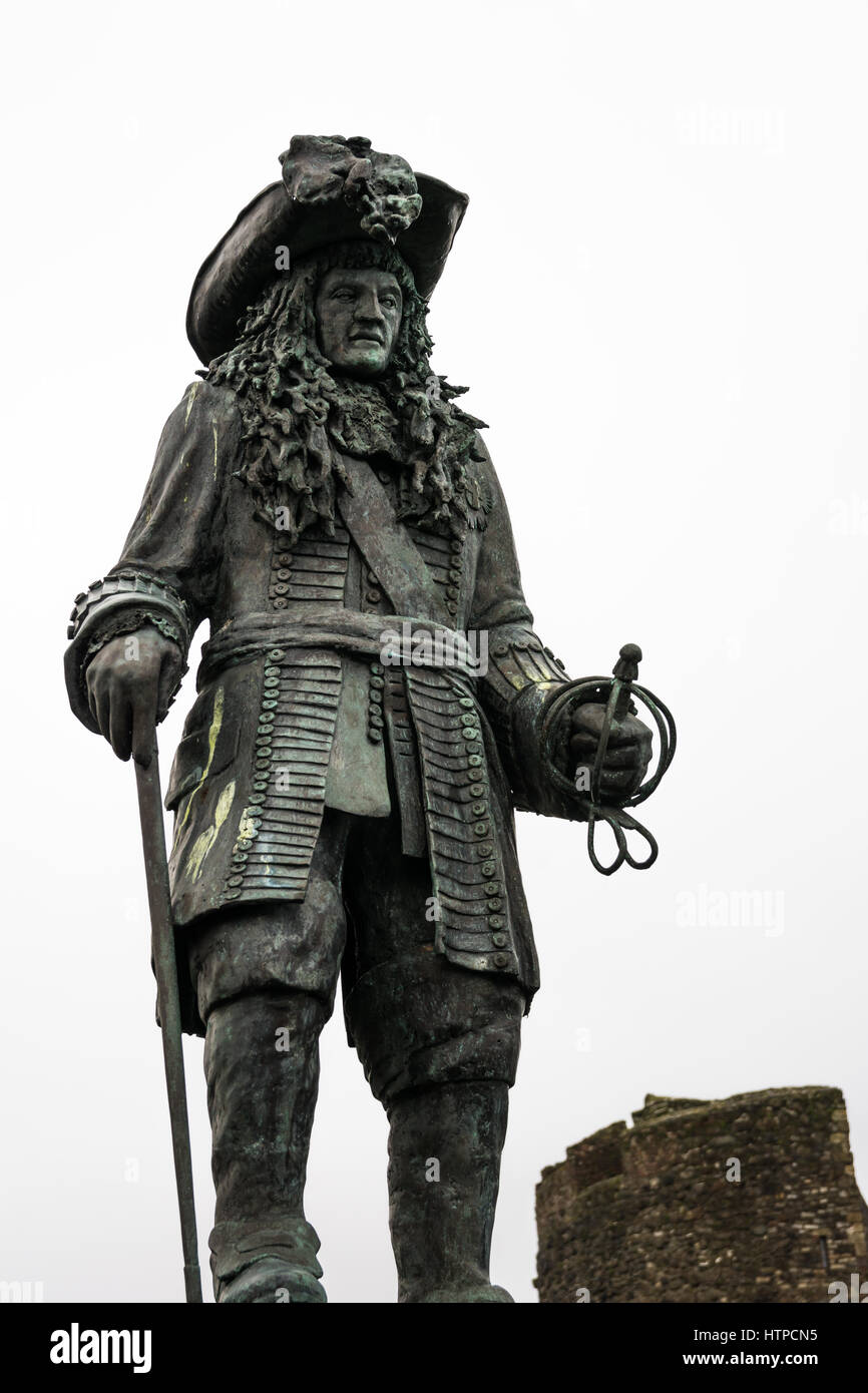 King William statue situated at Carrickfergus Castle, Northern Ireland. Stock Photo